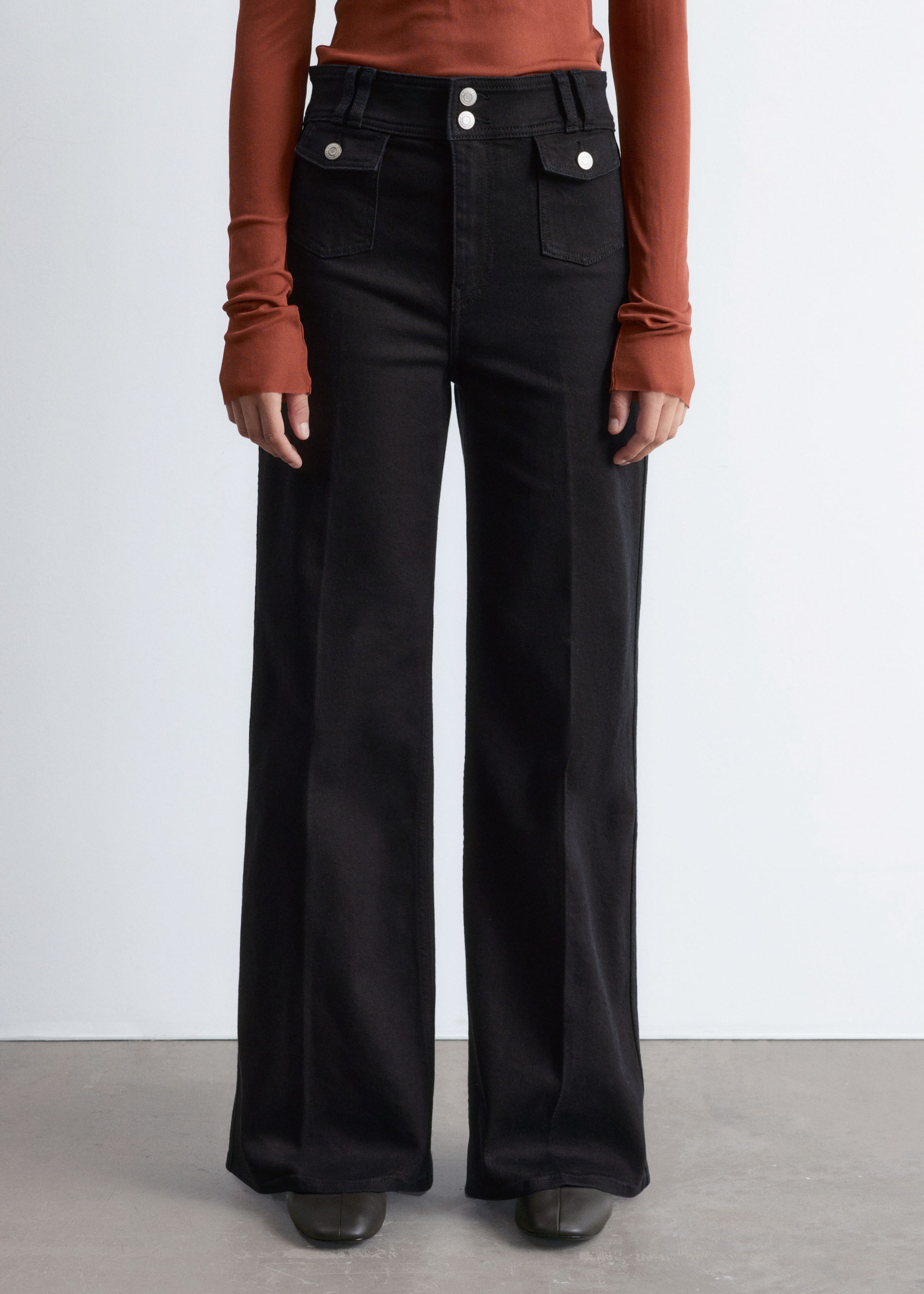 Image of Press-Crease Flared Jeans