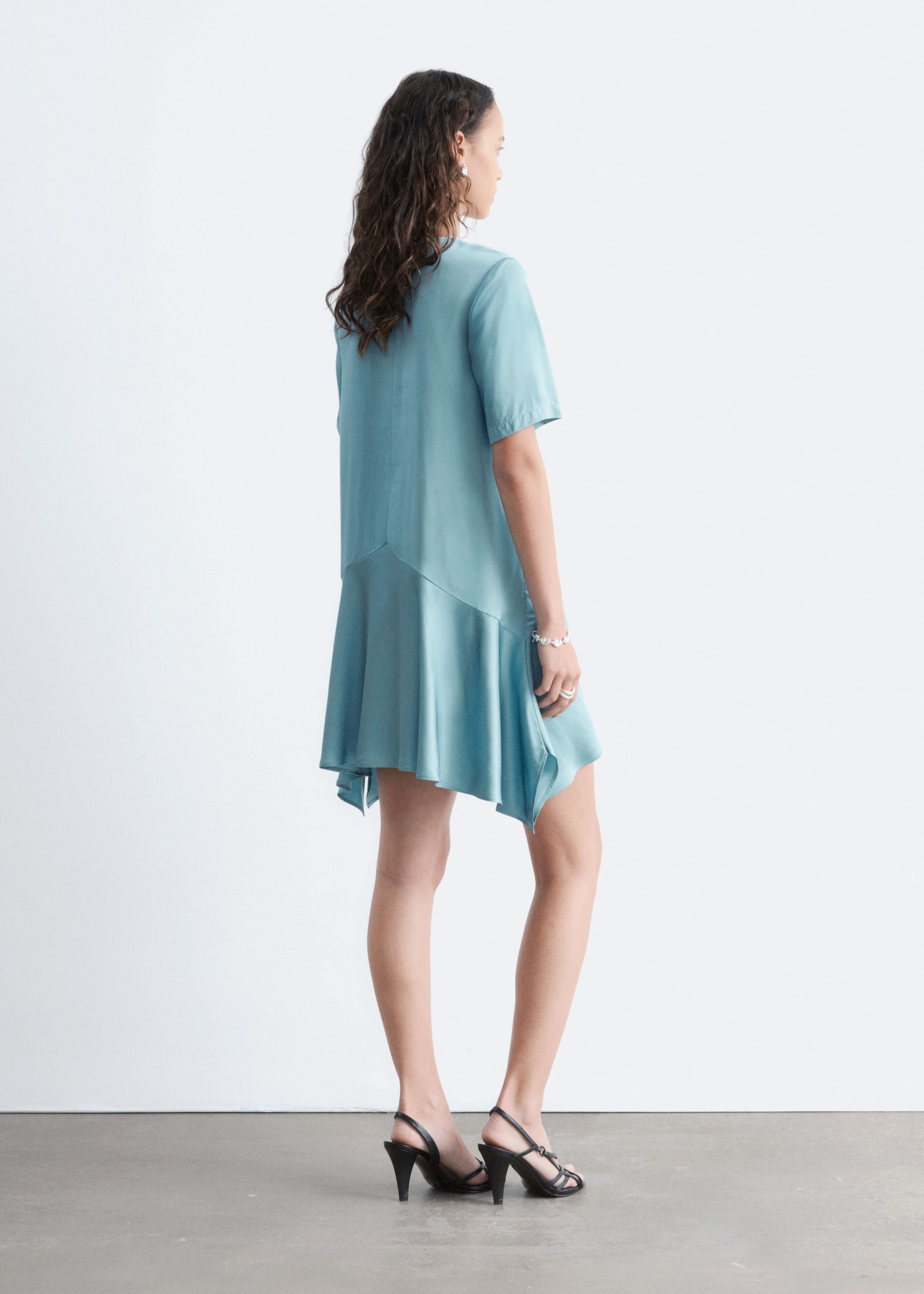 Handkerchief Hem Mini Dress - Brown - Lookbook