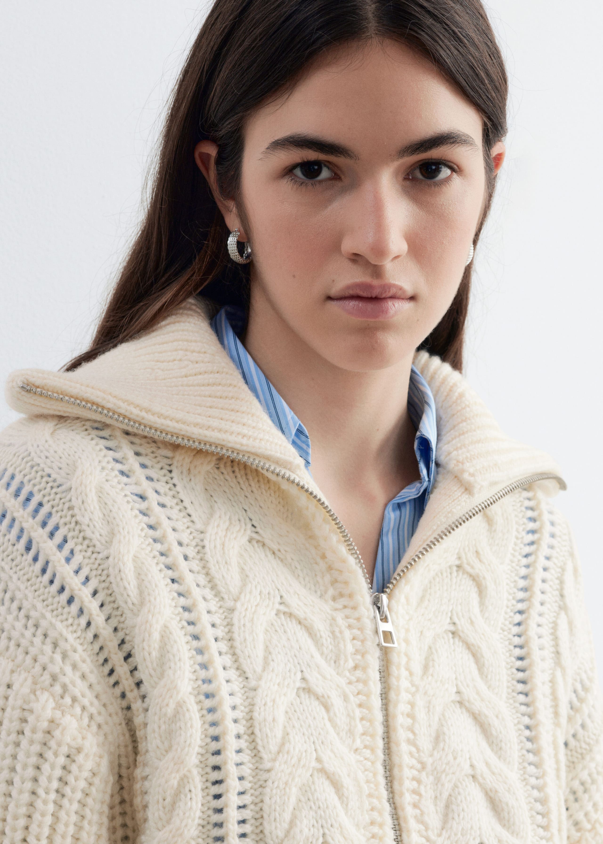 Cable-Knit Wool Cardigan - Off White - Lookbook