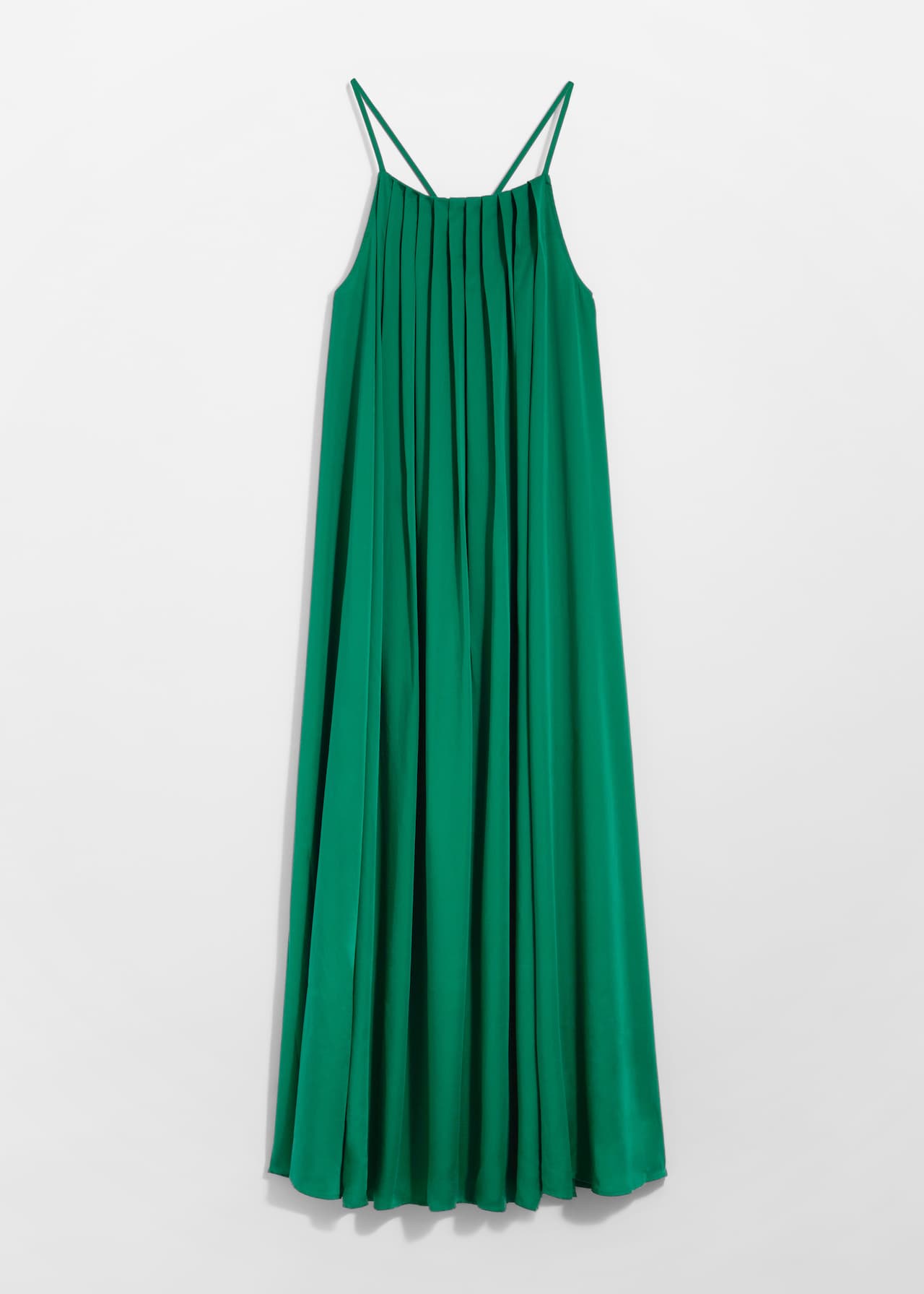 Women's Green Pleated Halterneck Maxi Dress | H&M GB Women's Green Pleated Halterneck Maxi Dress | H&M GB