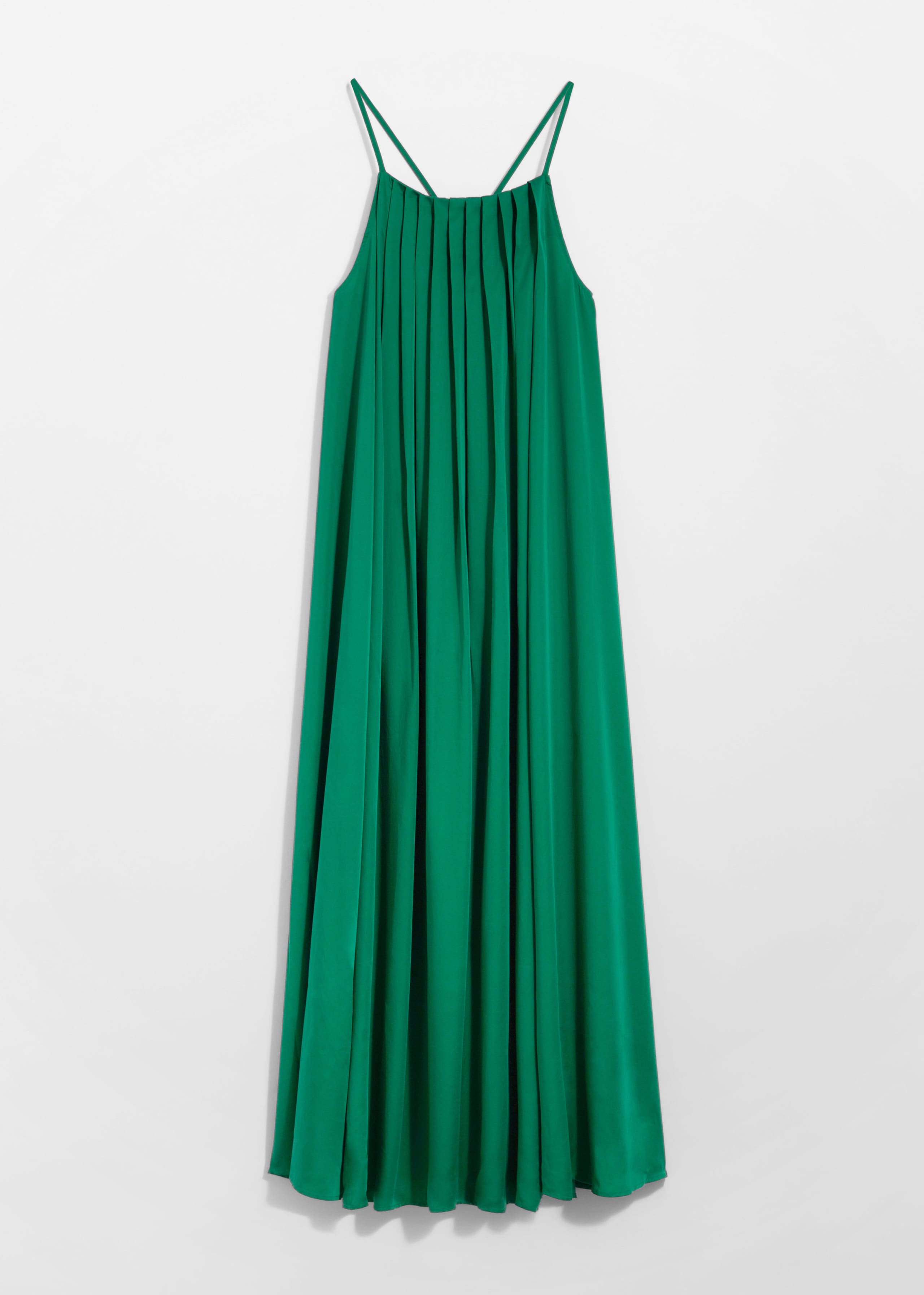 Maxivestido plisado con cuello halter - Green Florals - Bodegón