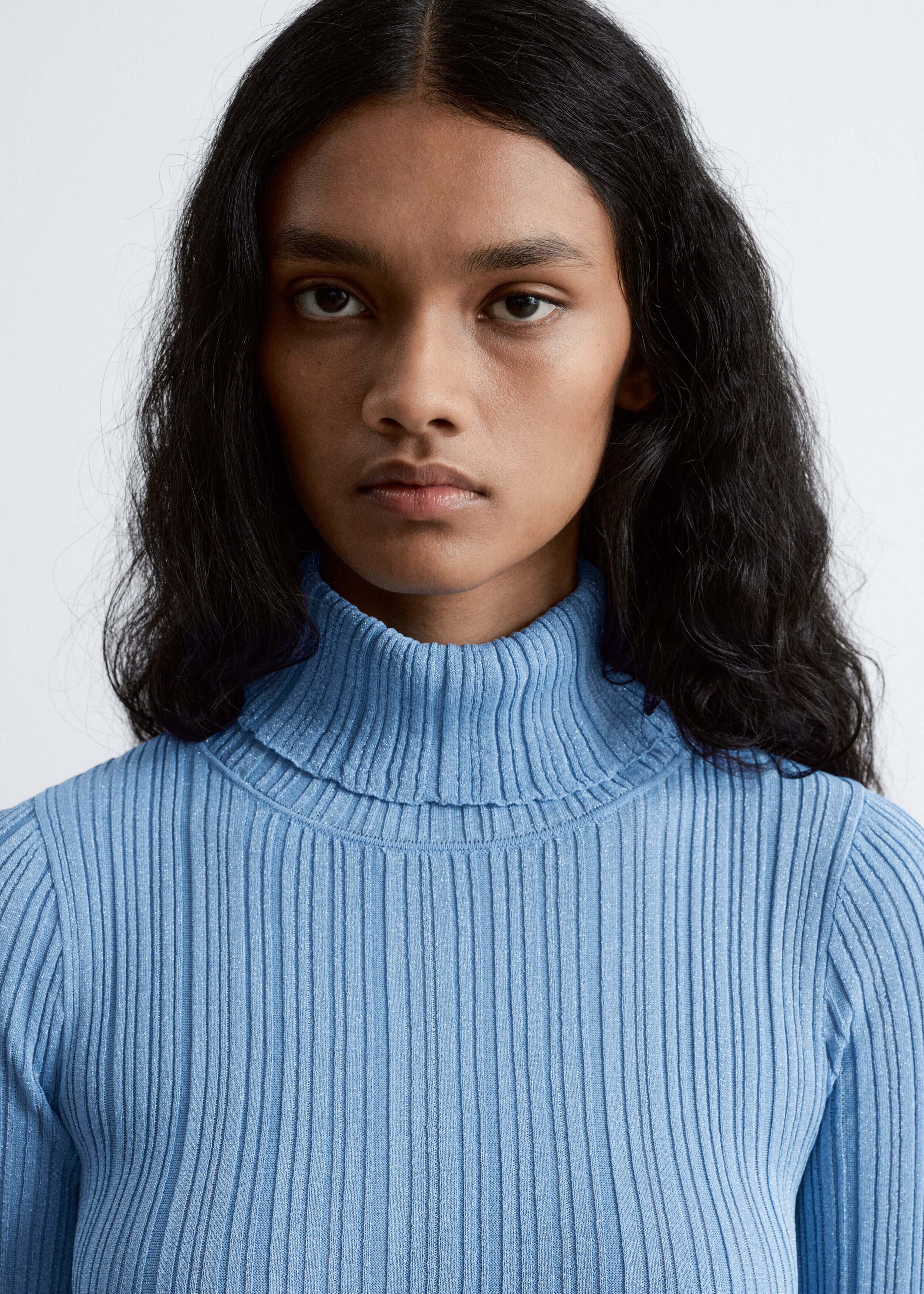 Rib-Knit Lurex Turtleneck - Light Blue - & Other Stories US