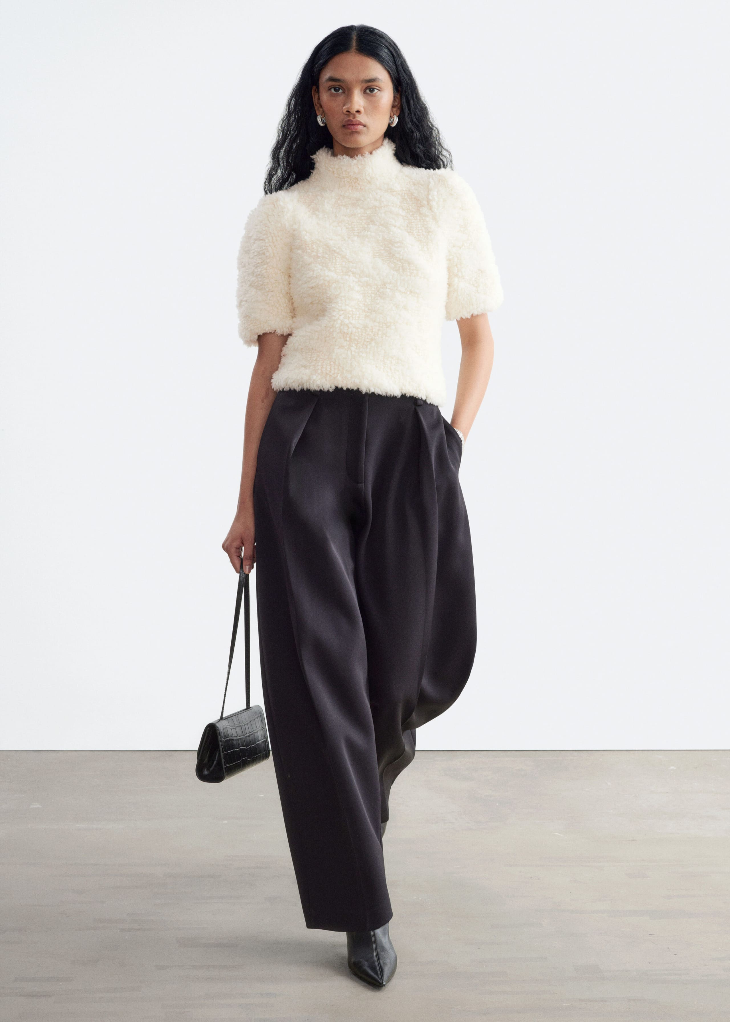 Pile-Knit Top Off White