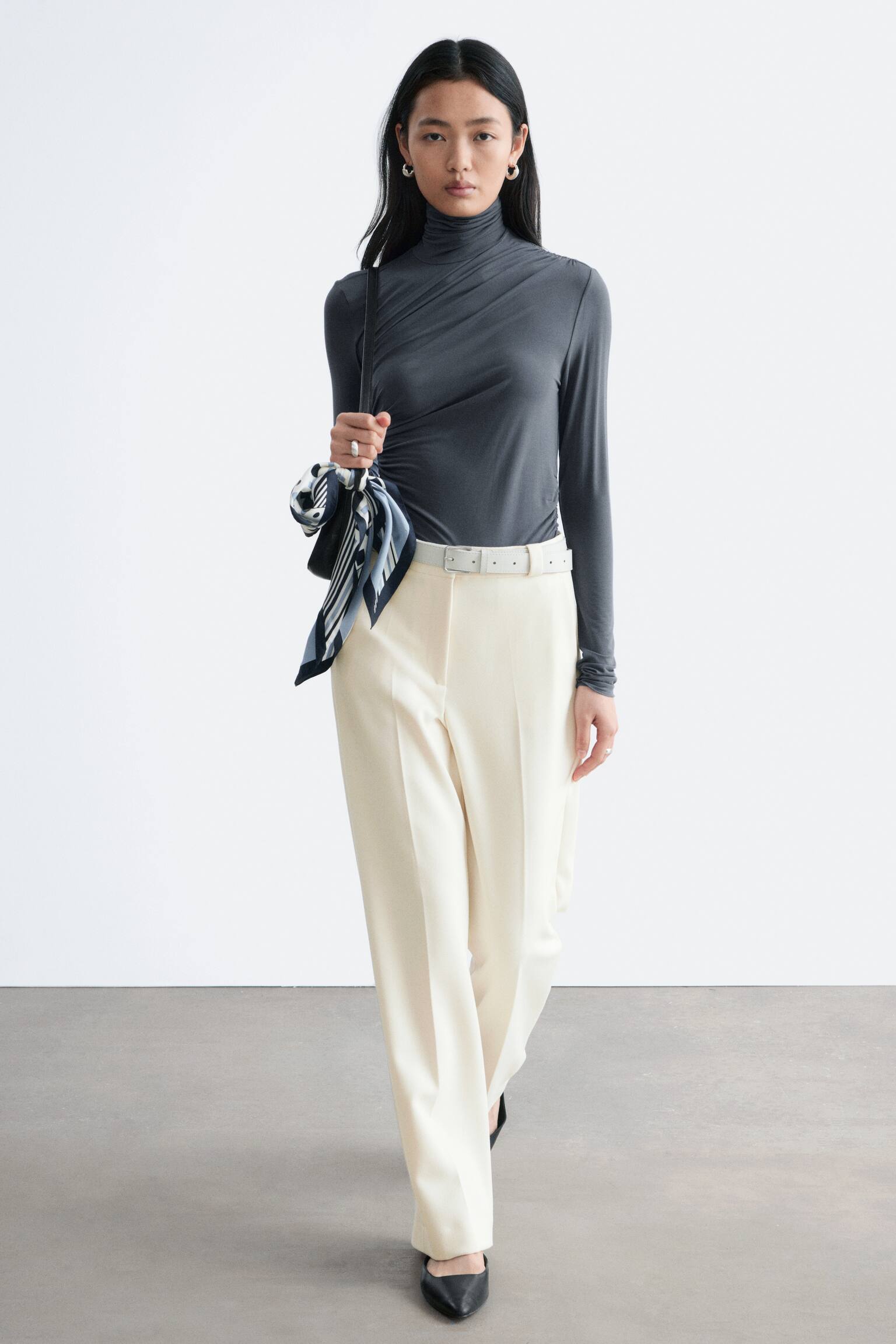 Spodnie z prostymi nogawkami z kantami - Kremowy/Granatowy/Ciemnozielony/Ciemnobrązowy/Czarny - 5