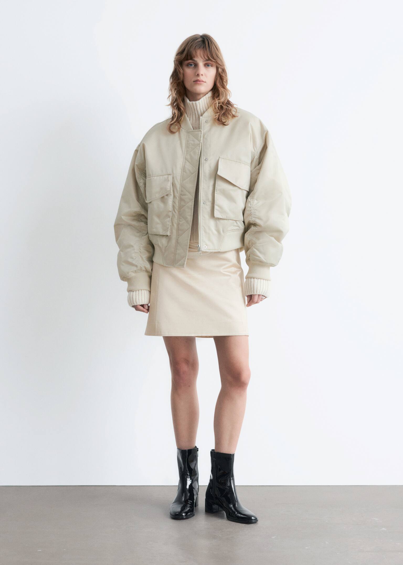 Padded Bomber Jacket - Bézs/Dark grey - 4