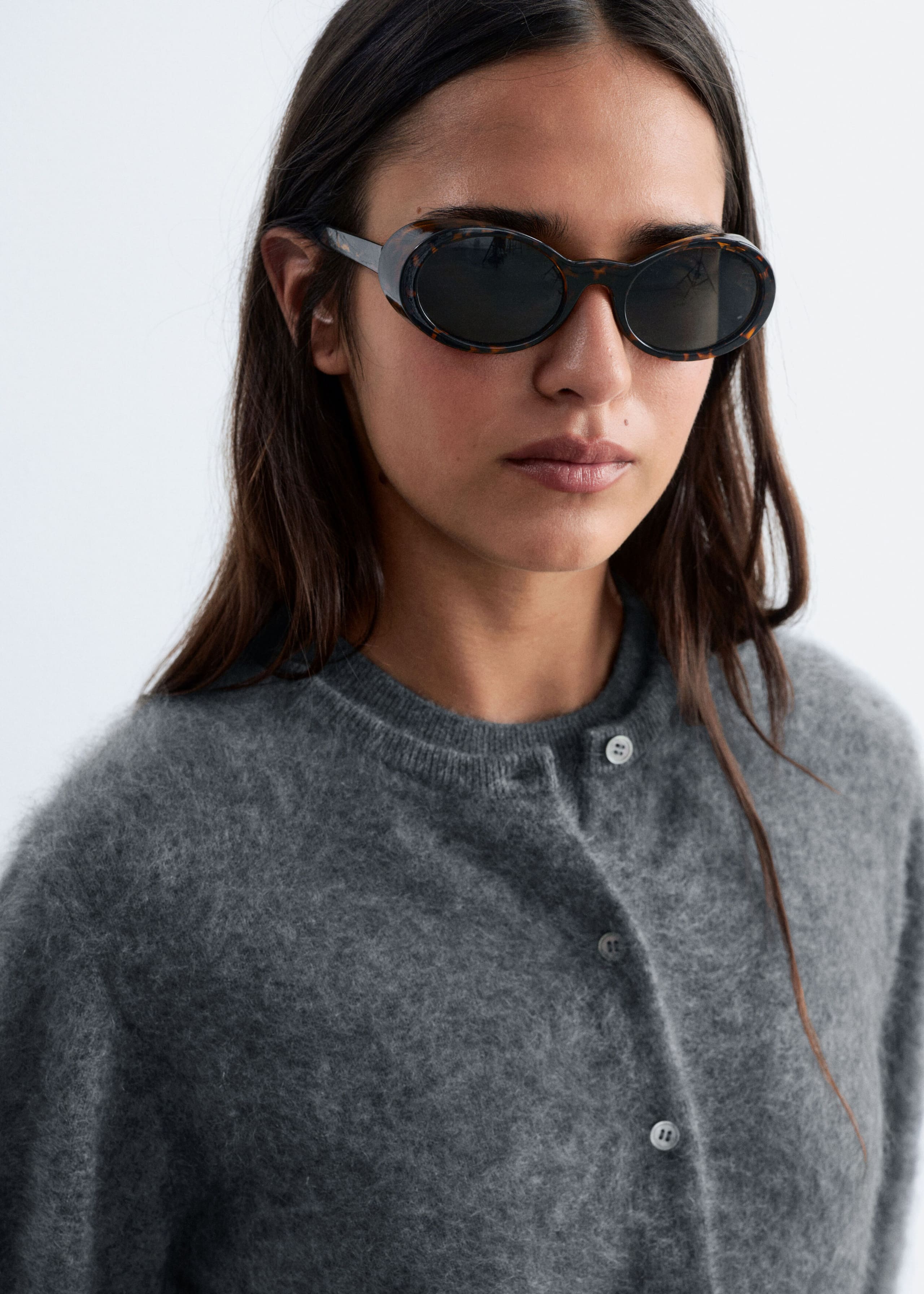 Brushed Cashmere Cardigan - Grey - Lookbook