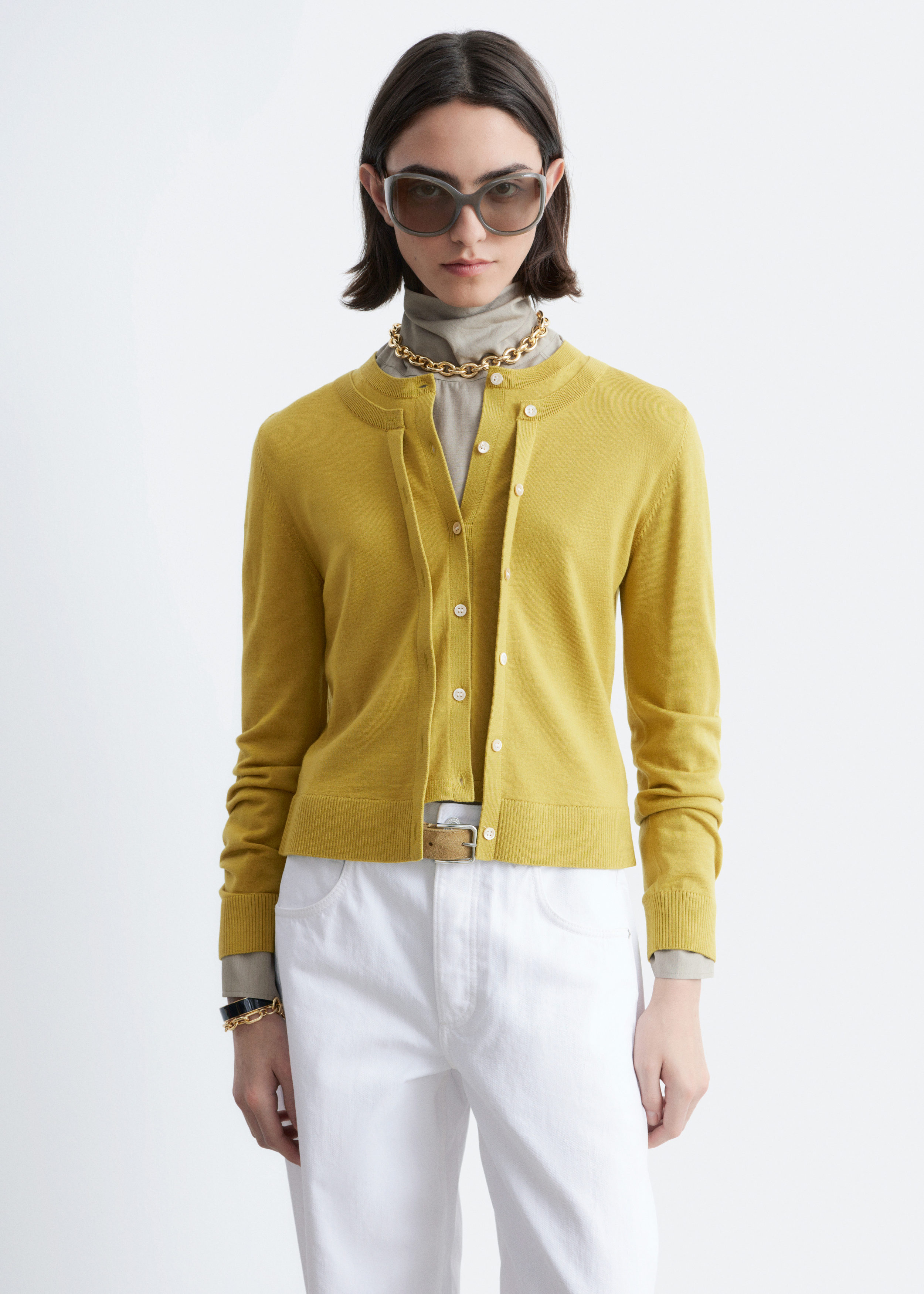 Double-Layer Merino Wool Cardigan