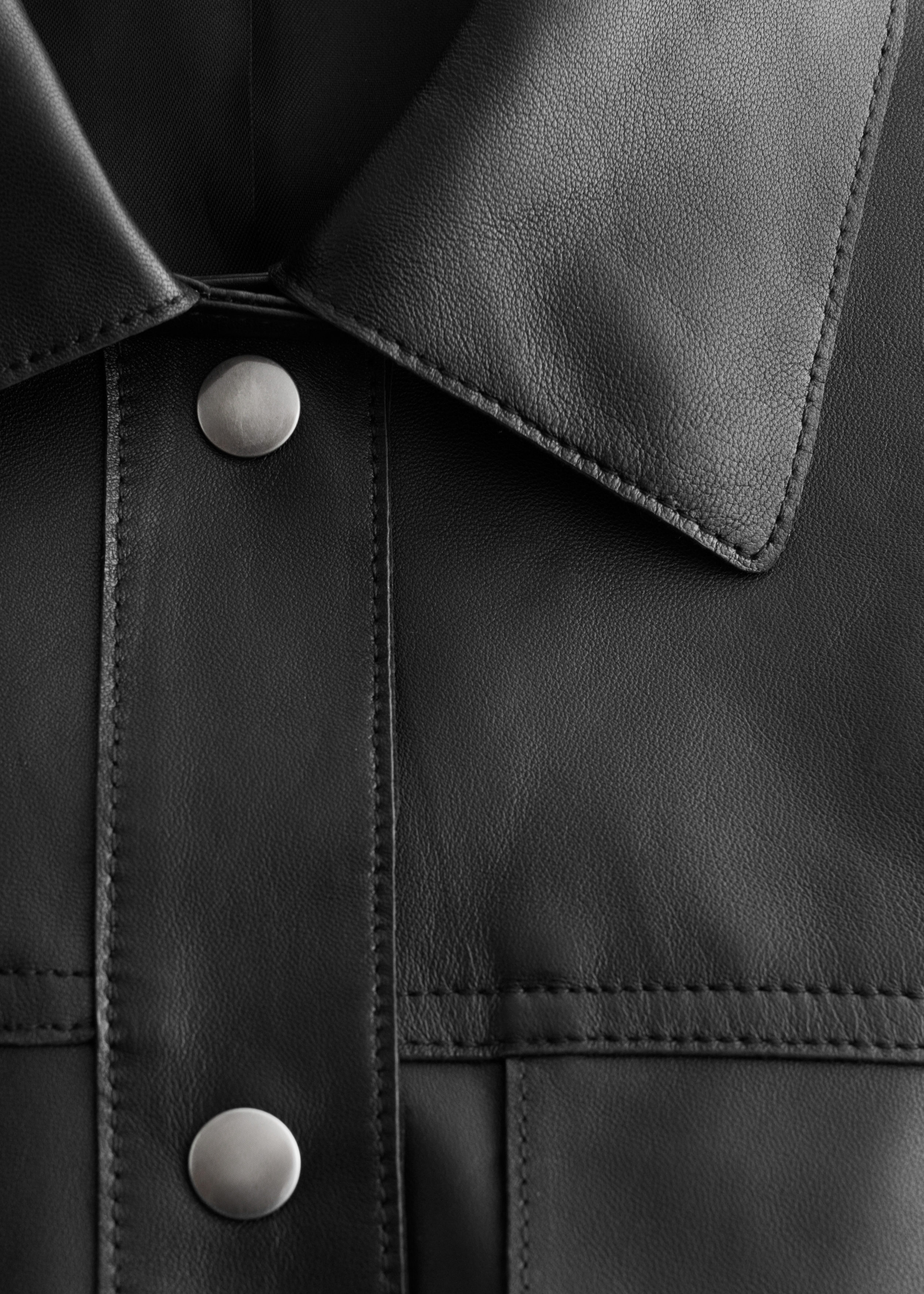 Drawstring-Waist Leather Jacket - Black - & Other Stories US