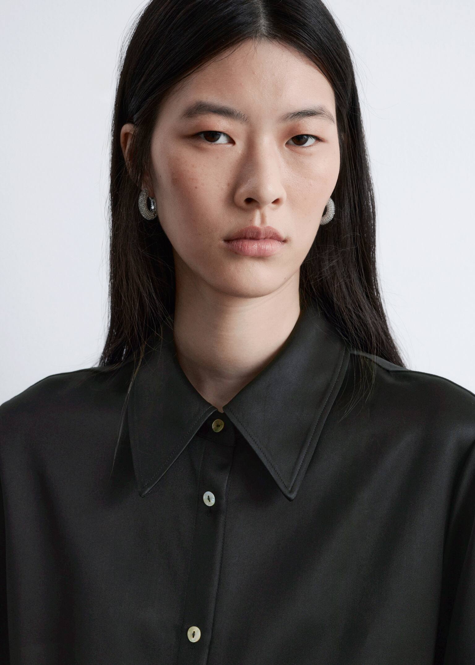 Satin Shirt - Black/Grey - 8