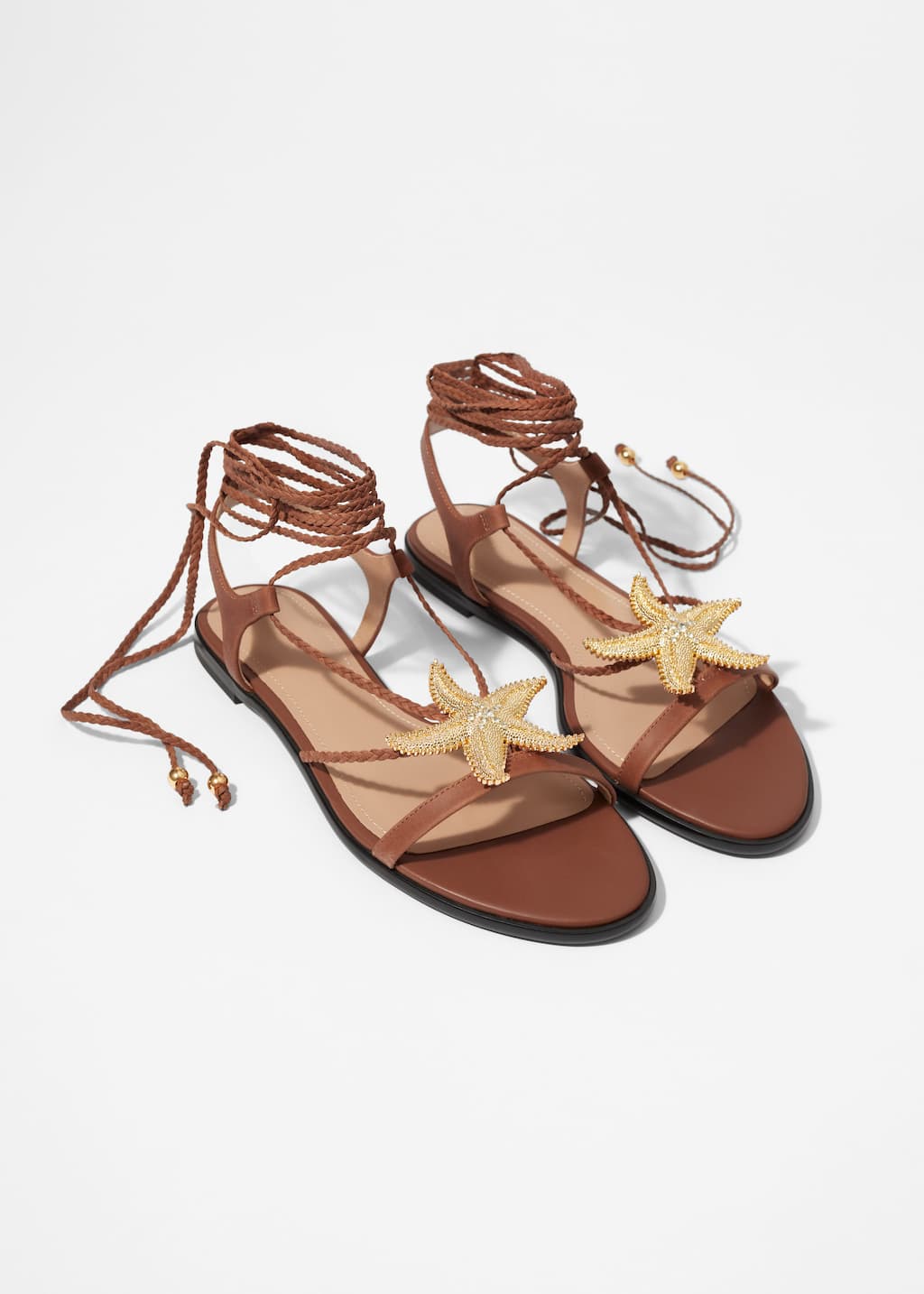 Embellished Strappy Sandals - Brown - Still Life