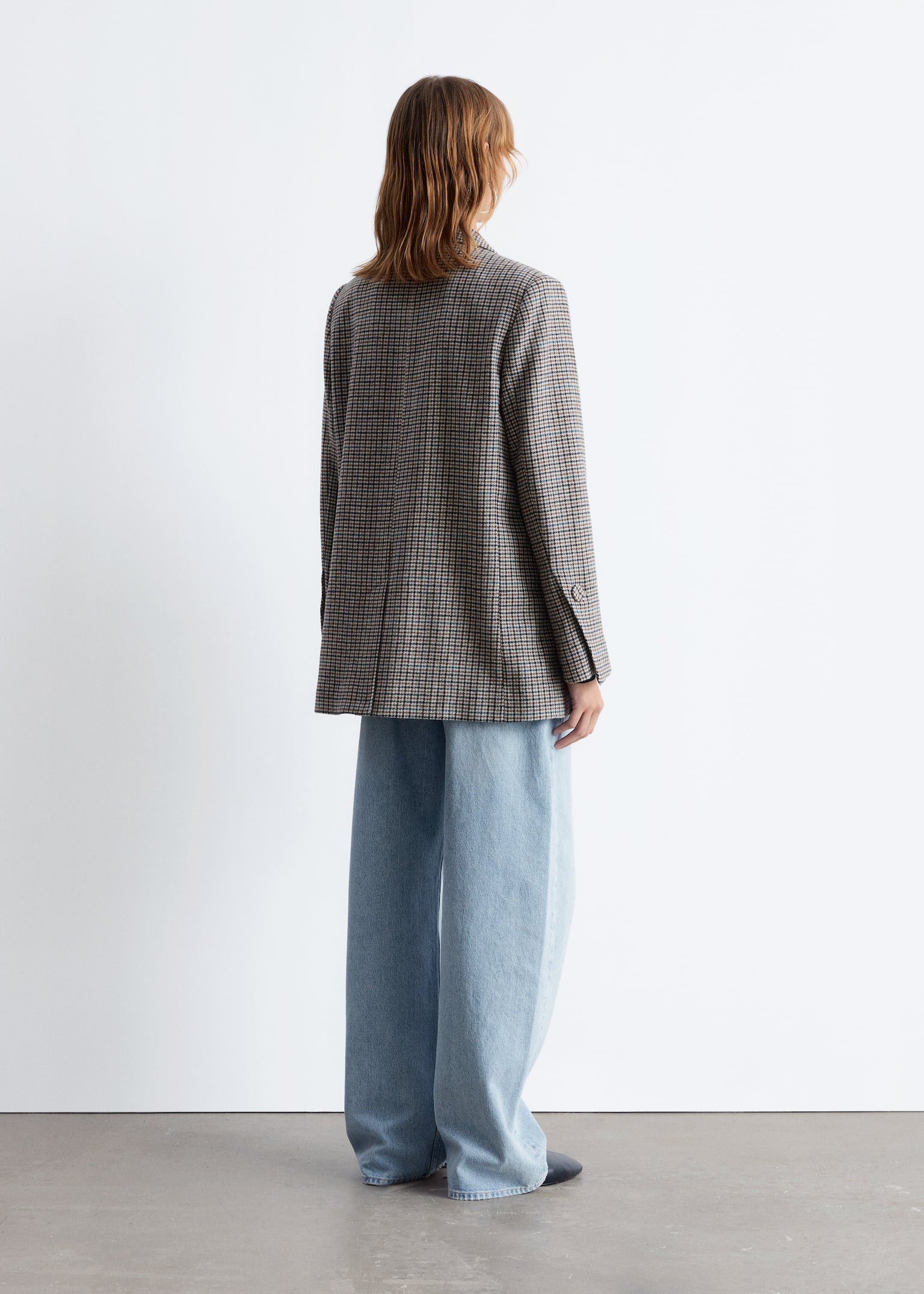 Tailored Wool-Blend Blazer - Mole Houndtooth - 6