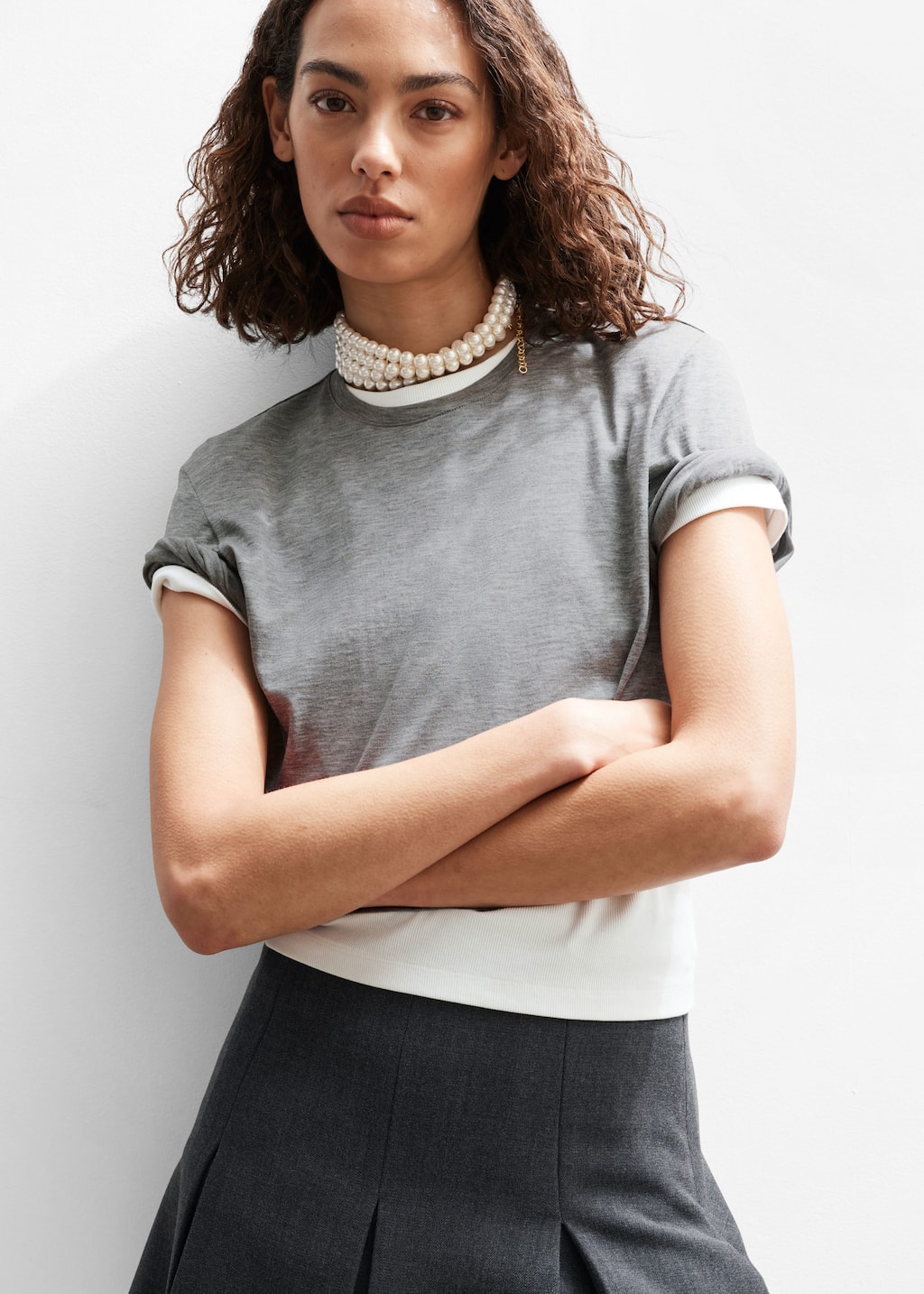 Choker z dwóch rzędów pereł – Biały – Lookbook