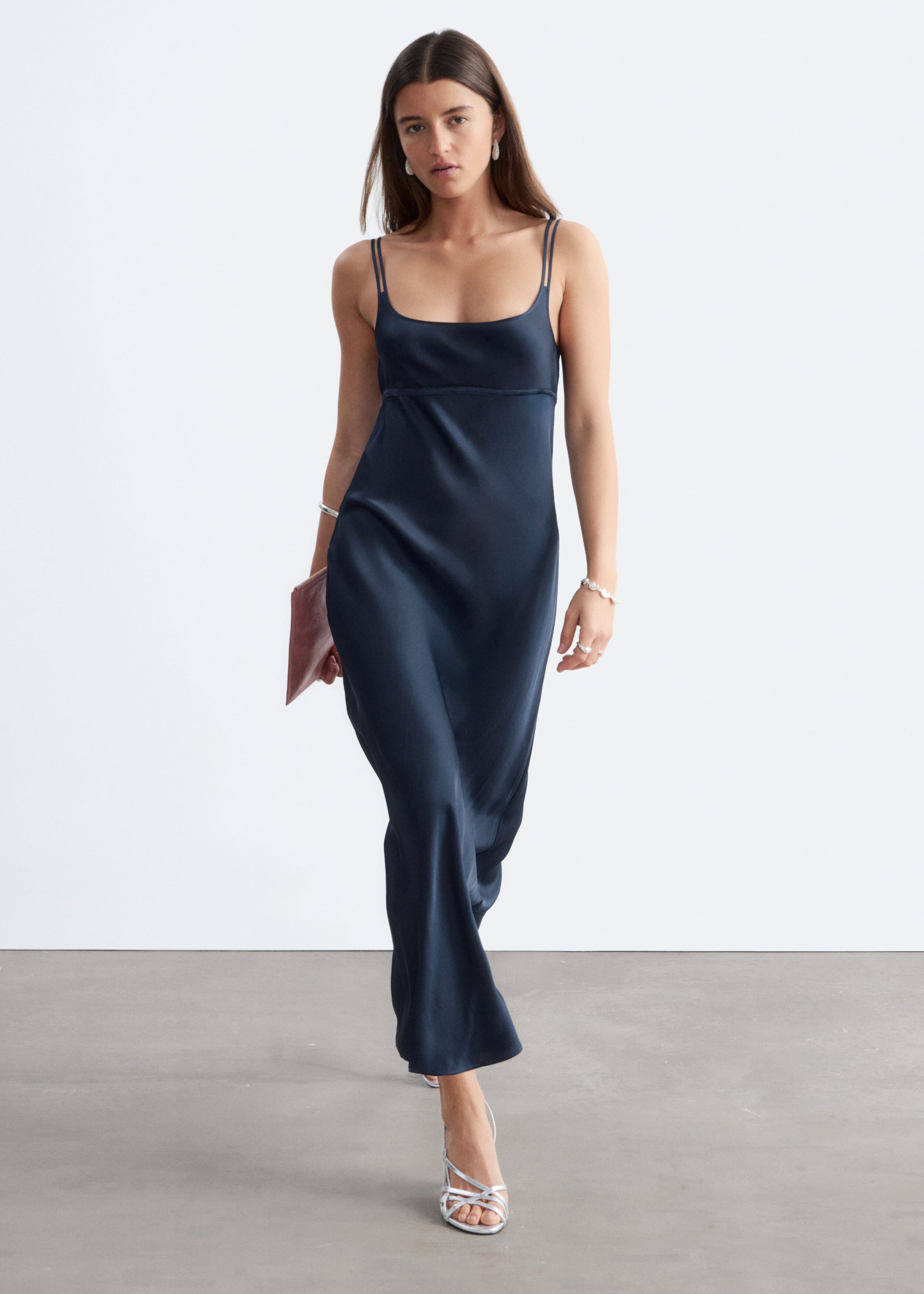 Double-Strap Midi Slip Dress - Dark Blue - Still Life