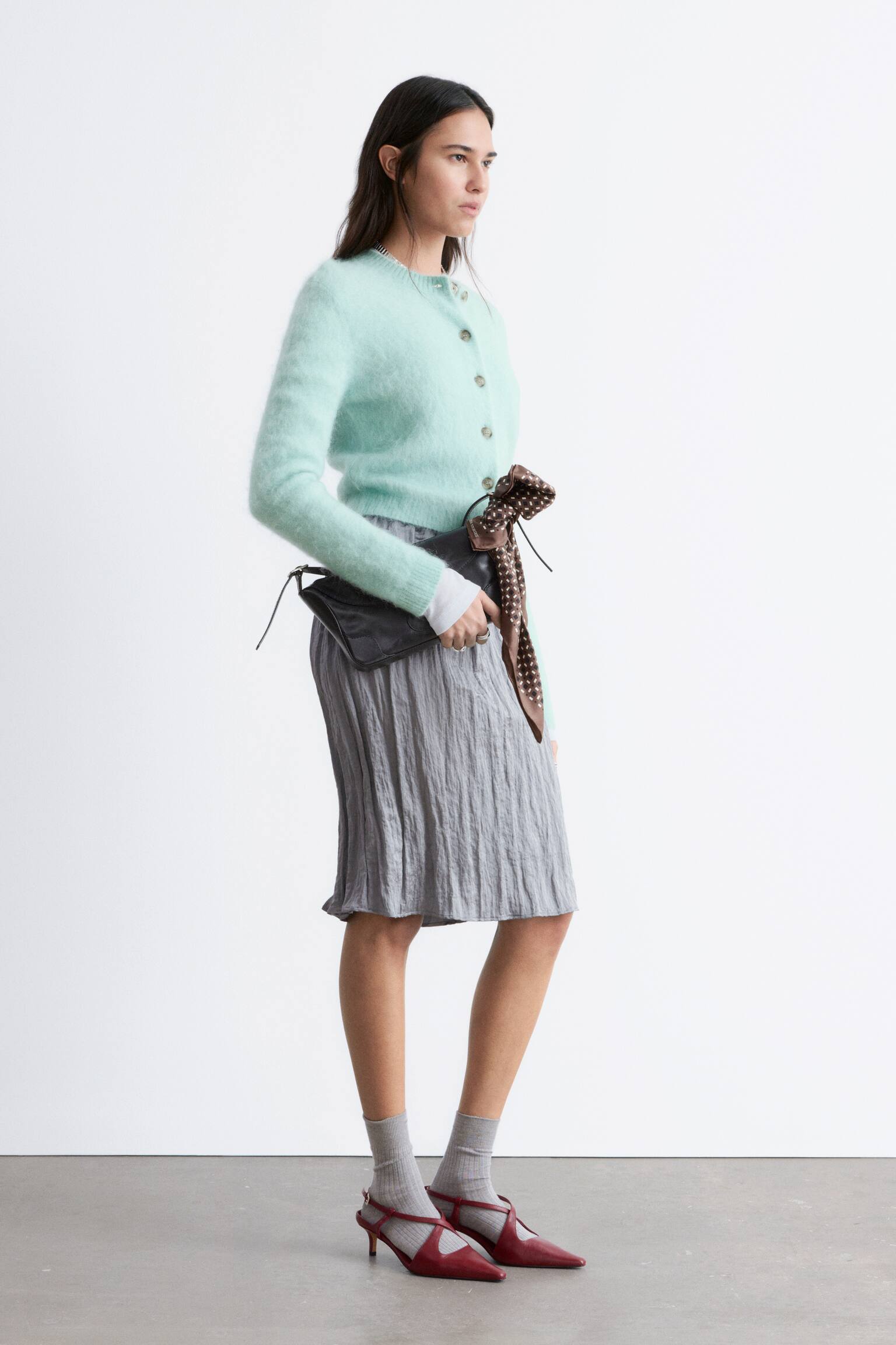 Kardigan z domieszką szczotkowanego moheru - Jasnoturkusowy/Brzoskwiniowy/Kamelowy/Czarny - 7