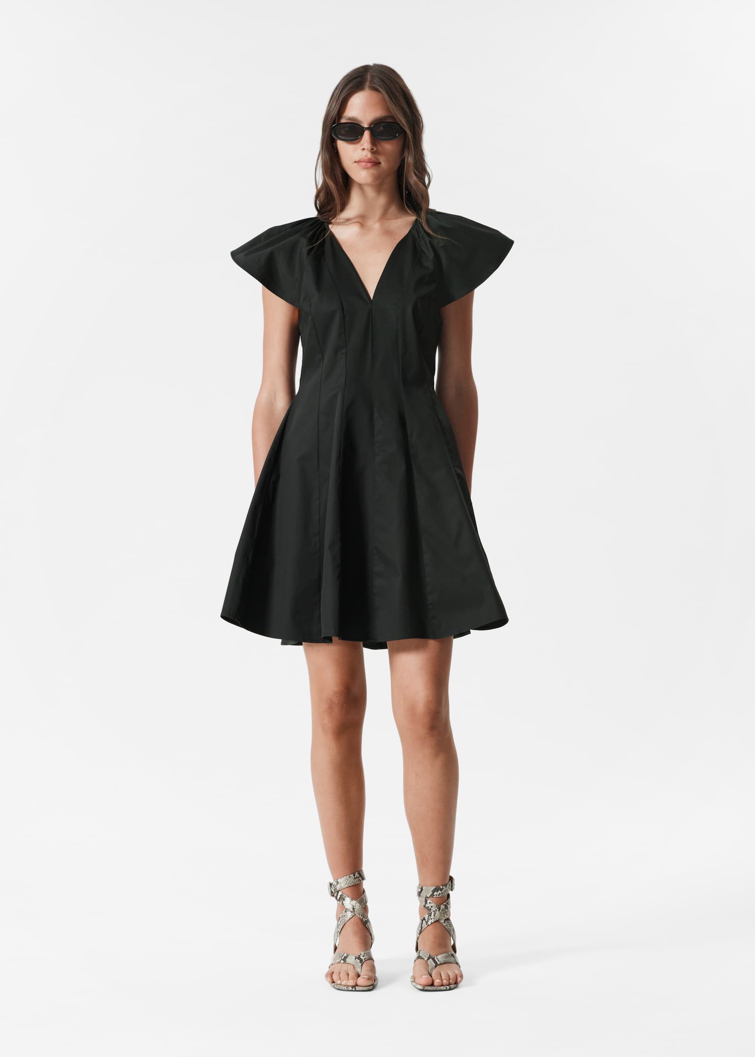 Rochie mini evazată - Negru/Roz