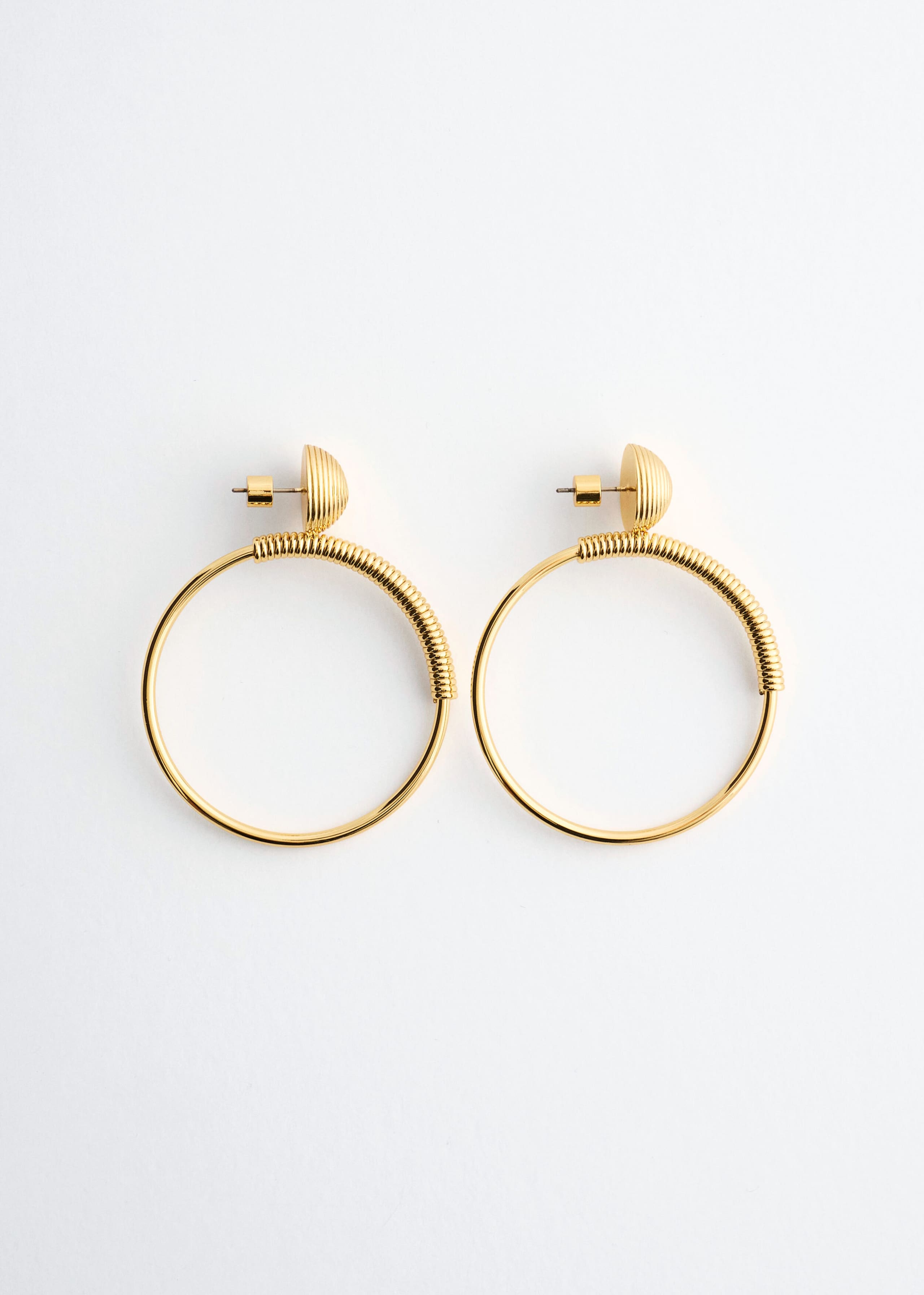 Polished Brass Coil-Detail Hoops - Gold - Still Life