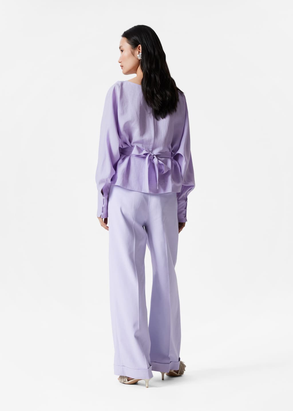 Pleated Boatneck Blouse - Cream - Lookbook