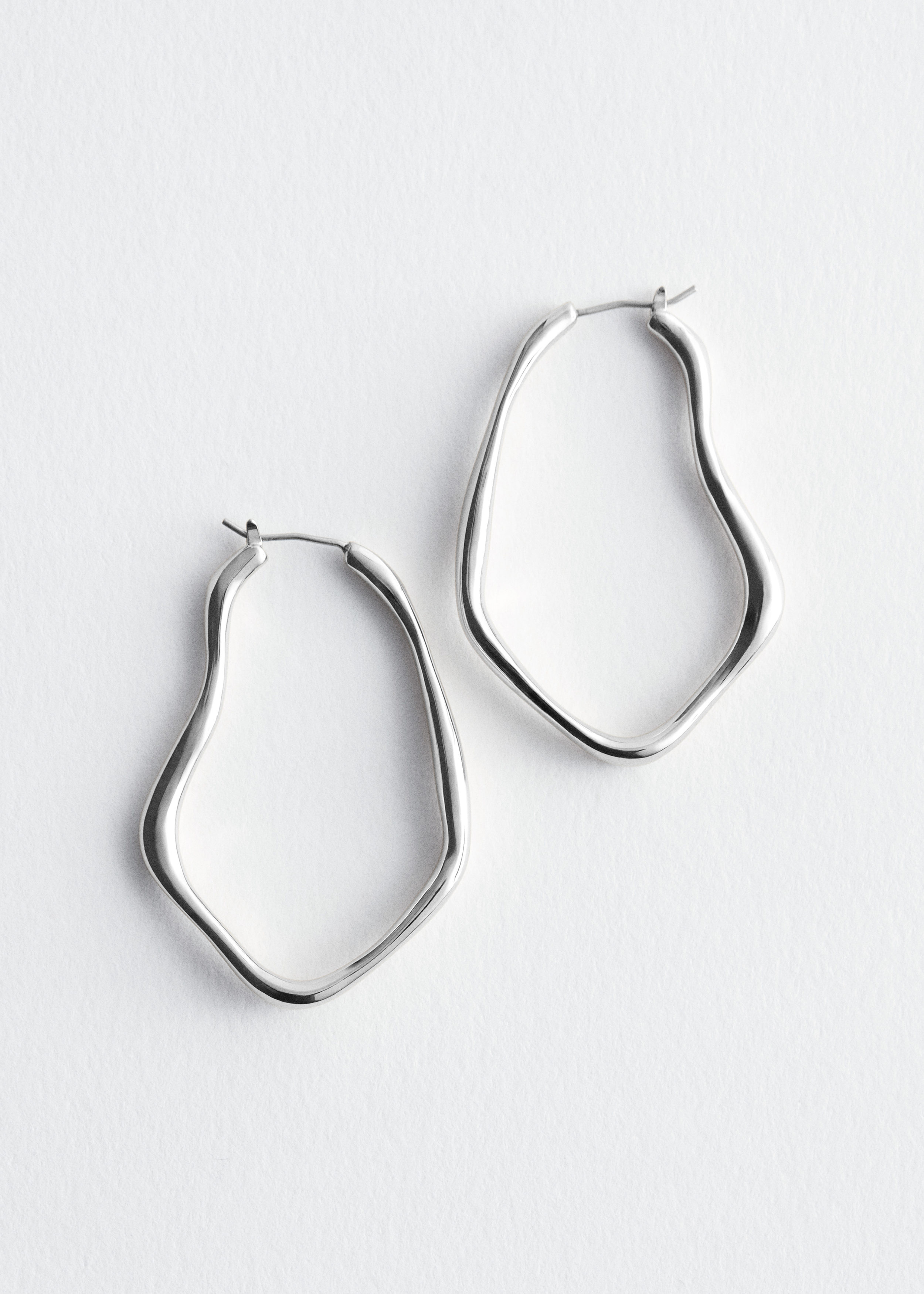 Asymmetric Hoop Earrings - Silver - Still Life