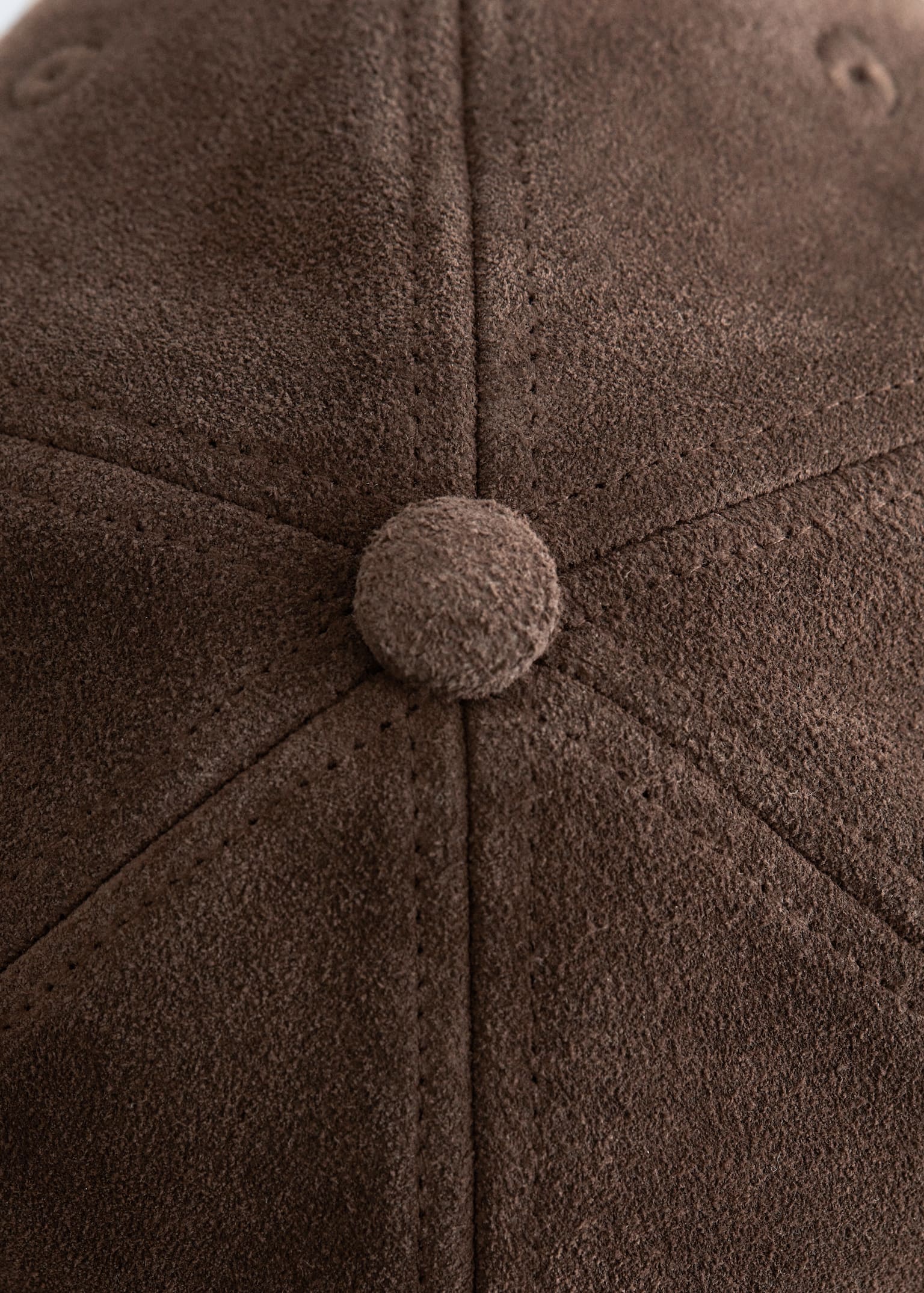 Suede Baseball Cap - Dark Brown - 3