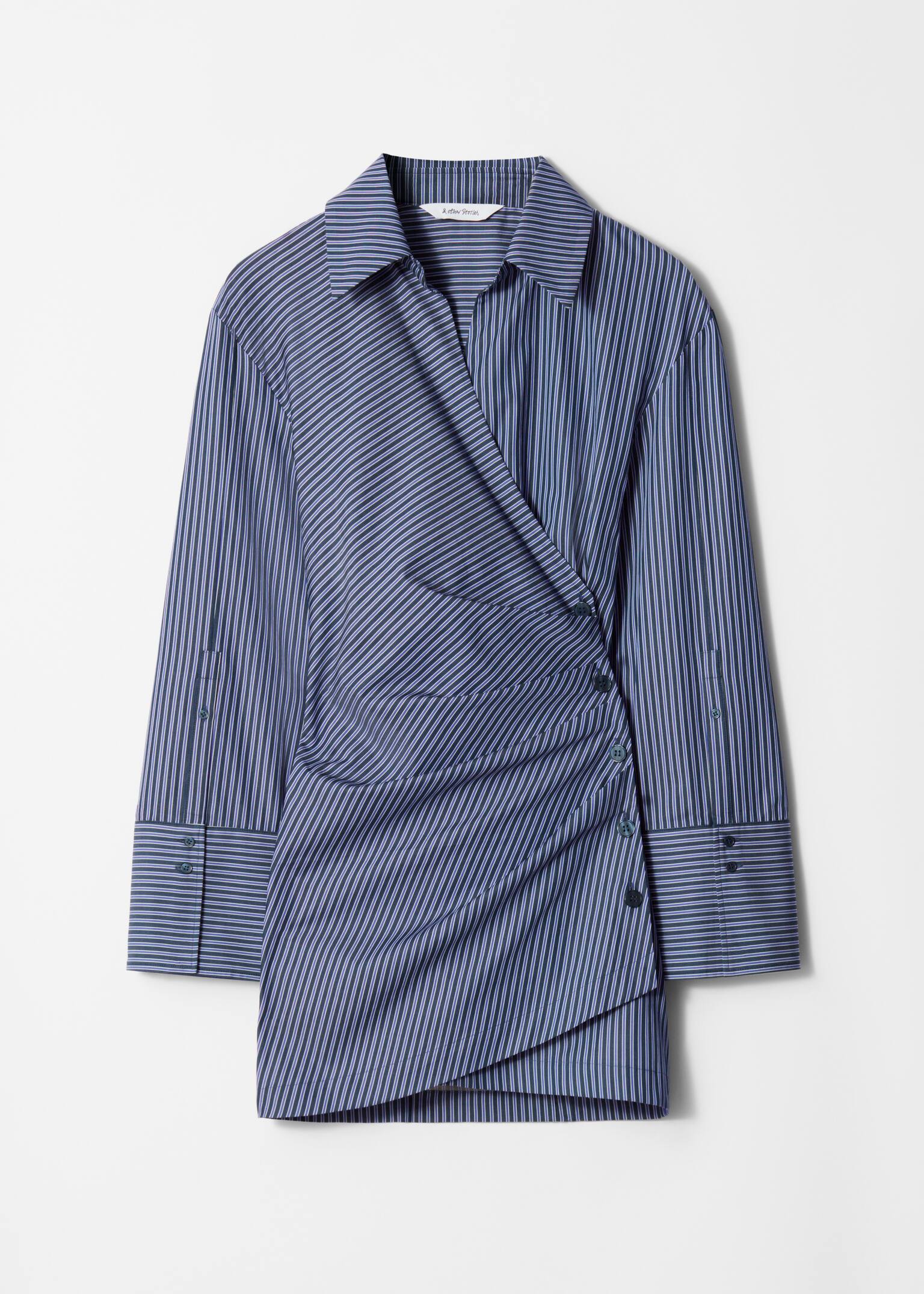 Wickel-Hemdkleid in Minilänge - Blau gestreift/Hellblau/Braun gestreift/Dunkelrot/Rosa gestreift - 2