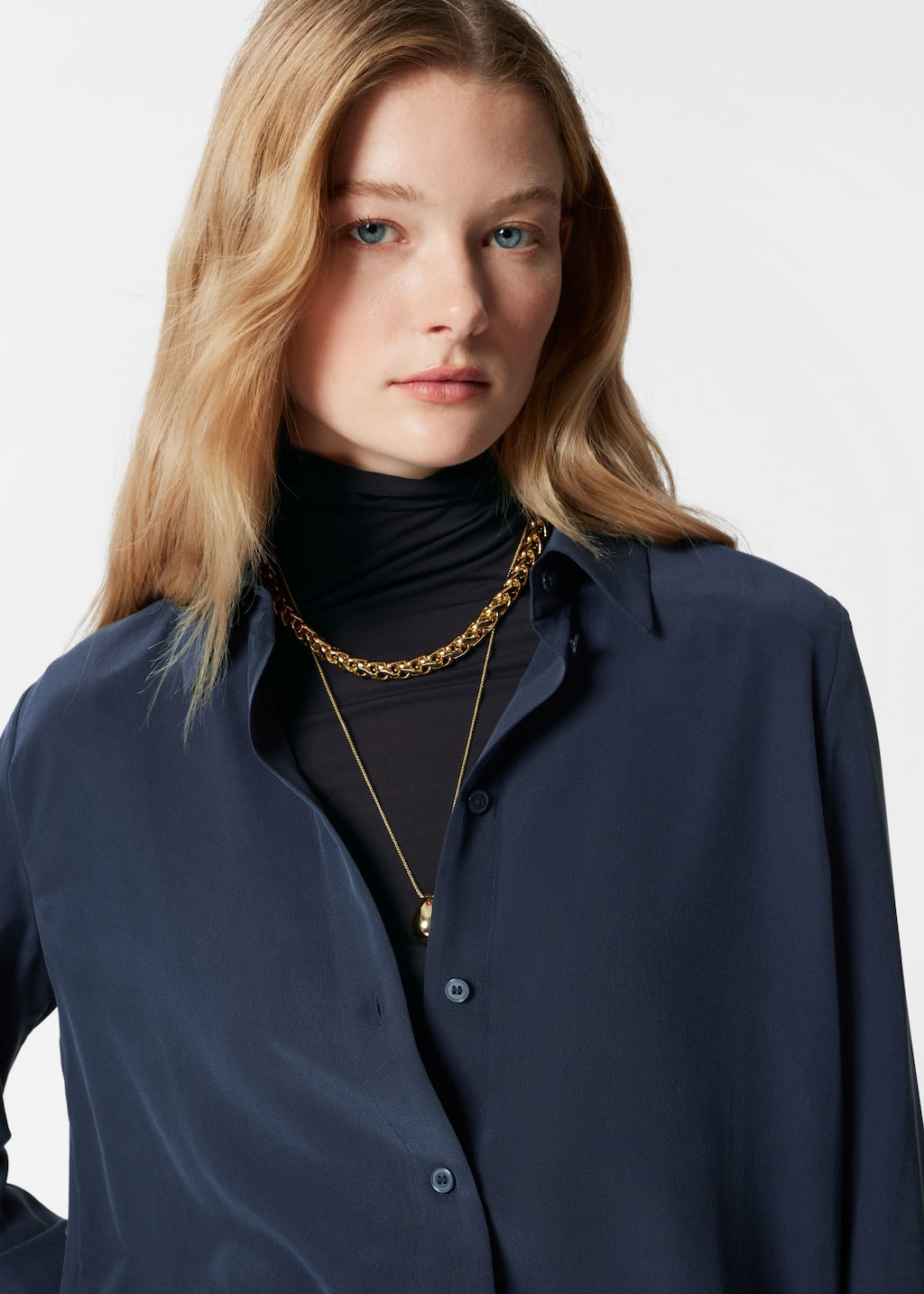 Camicia in seta - Azzurro - Lookbook