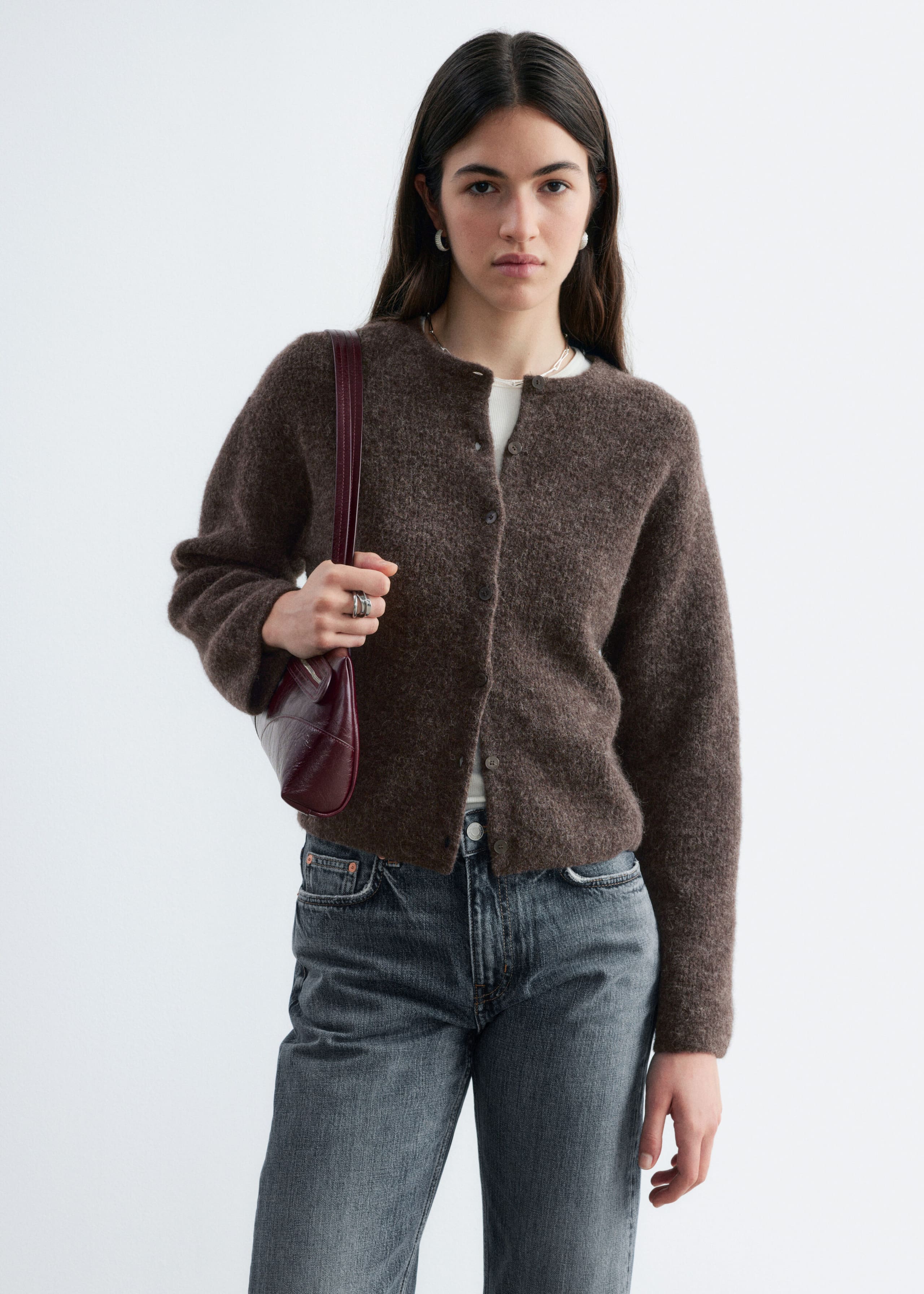 Alpaca-Blend Knitted Cardigan - Mole - Lookbook