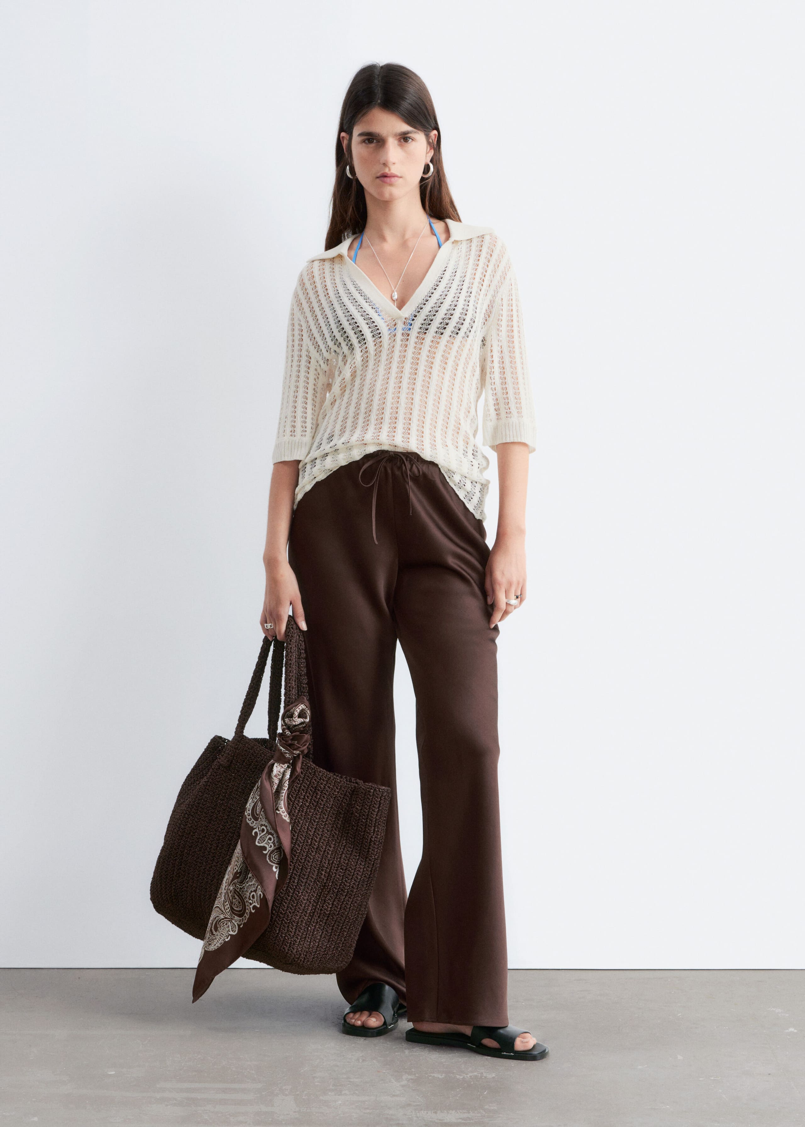 Image of Drawstring Twill Trousers