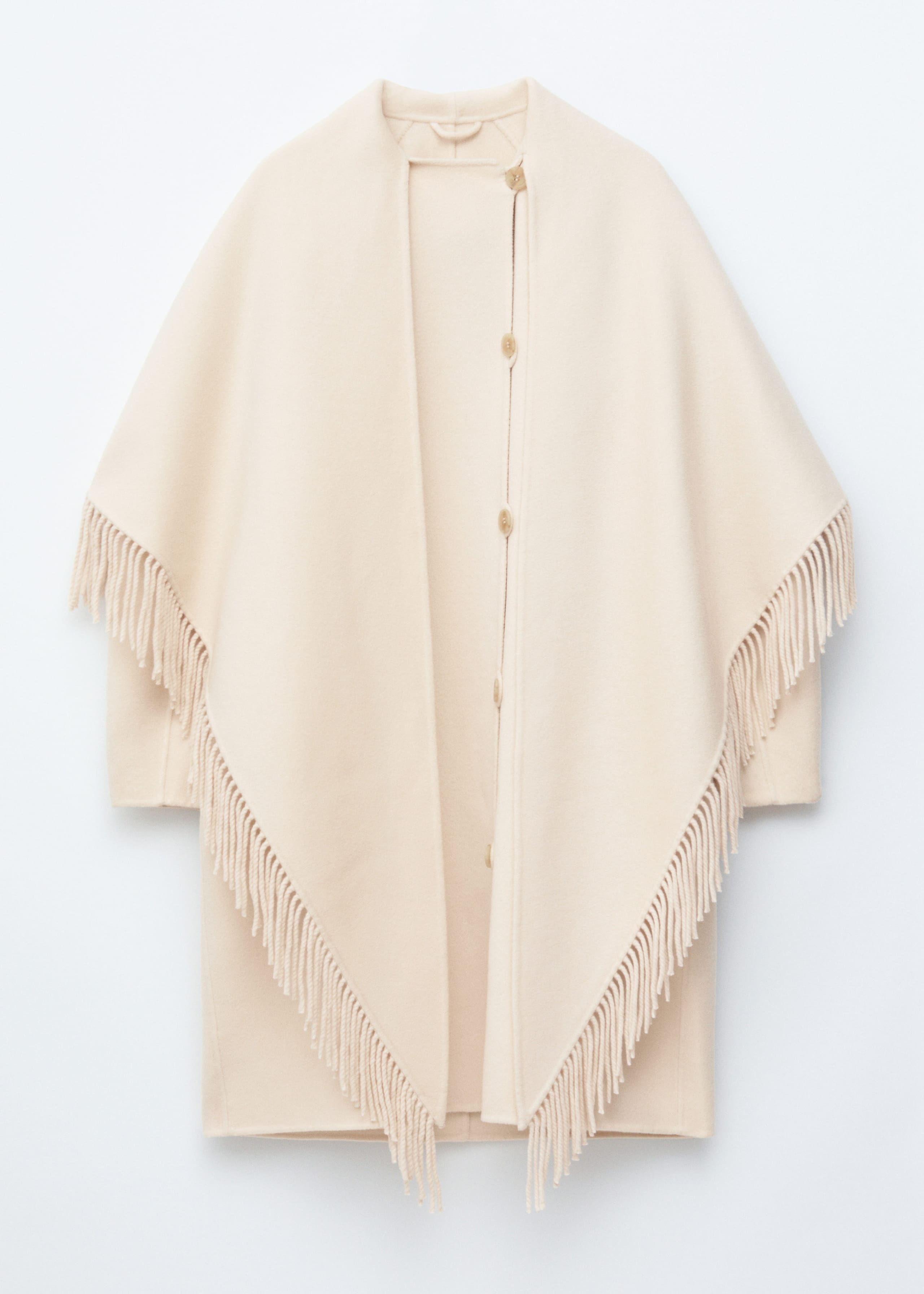 Image of Fringed Shawl Wool Coat