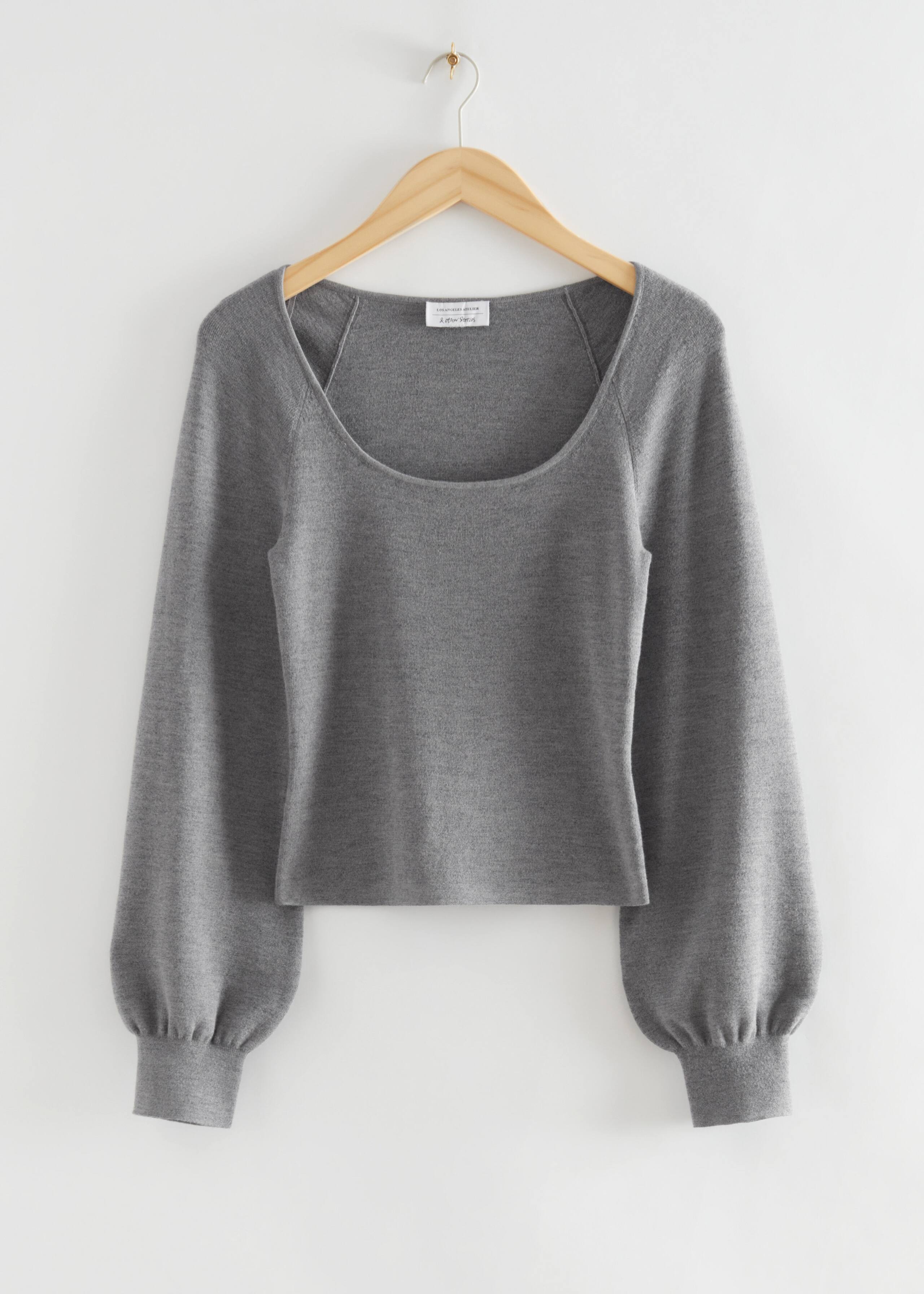 Top de punto suave slim fit - Gris claro - Bodegón