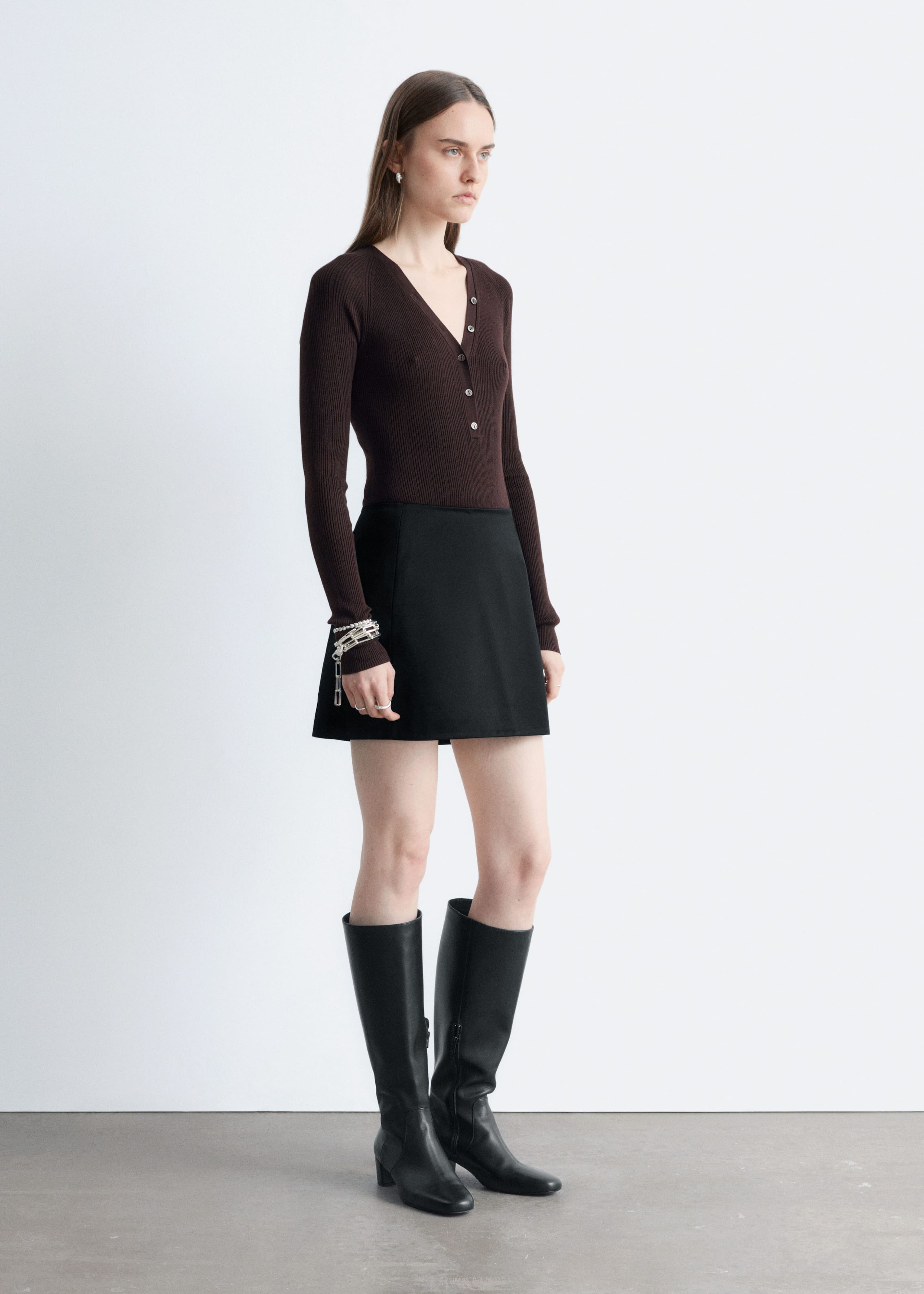 Image of Long-Sleeve Rib-Knit Bodysuit