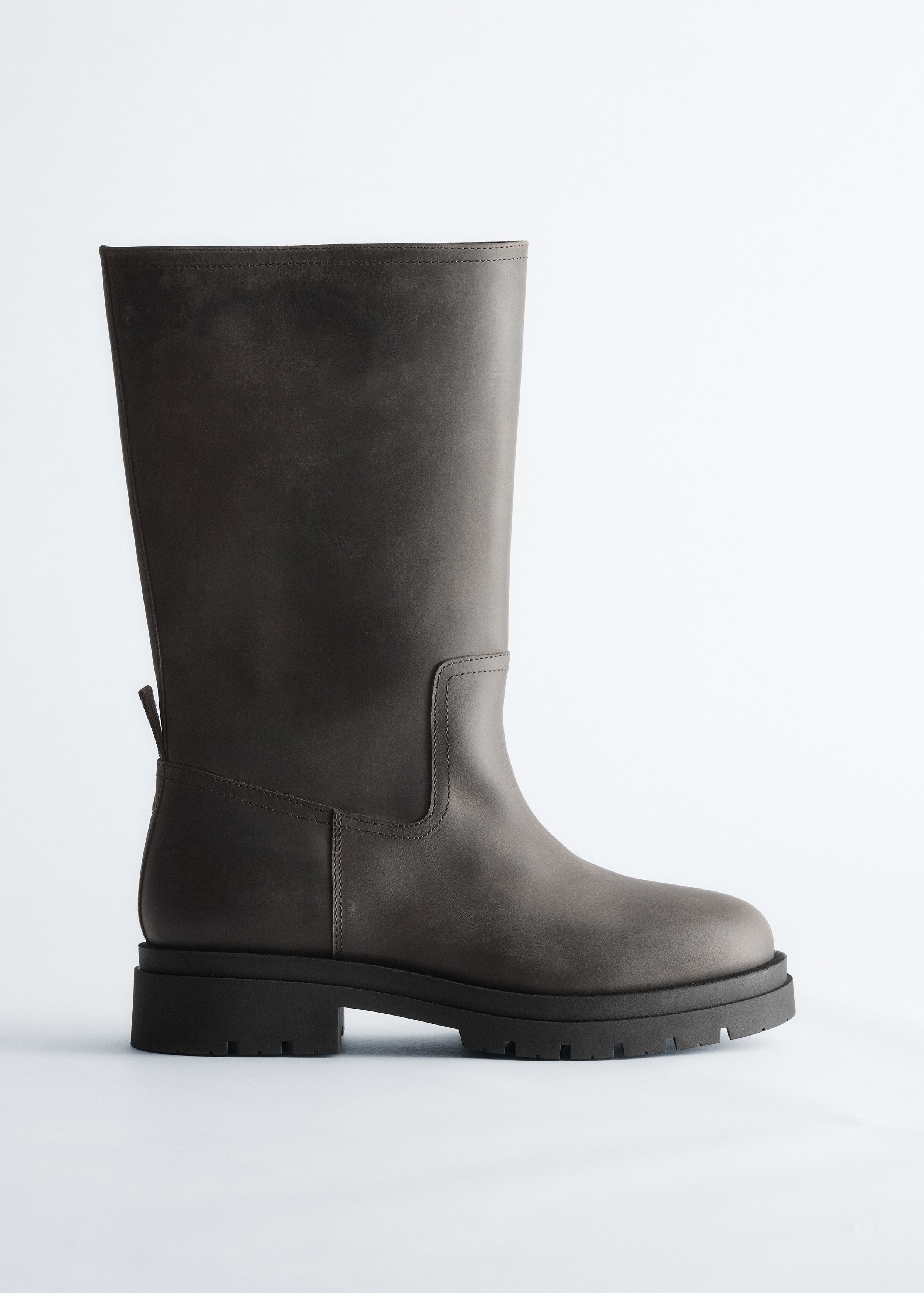 Wide-Shaft Leather Boots