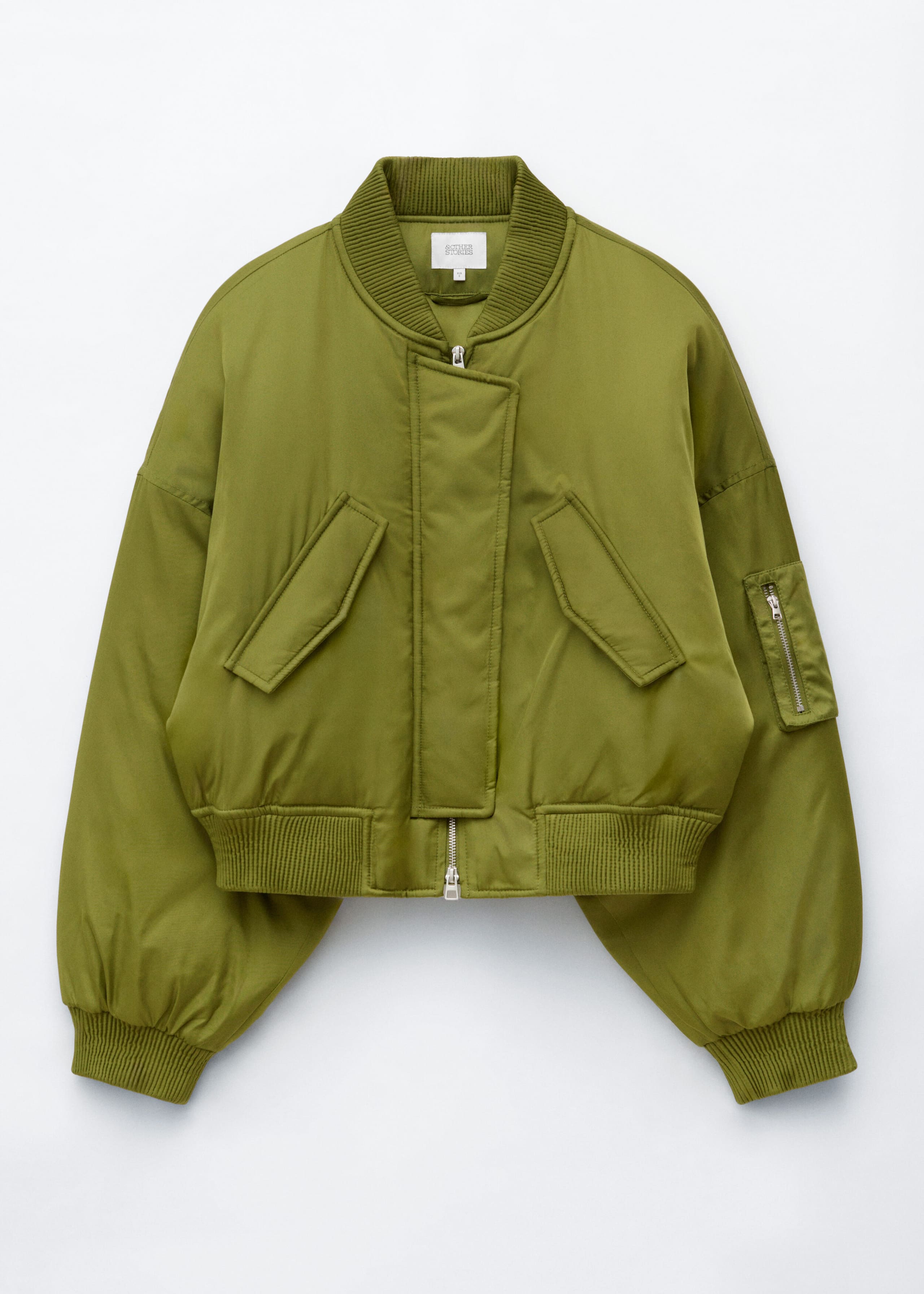 Cropped Bomber Jacket - Green - Still Life
