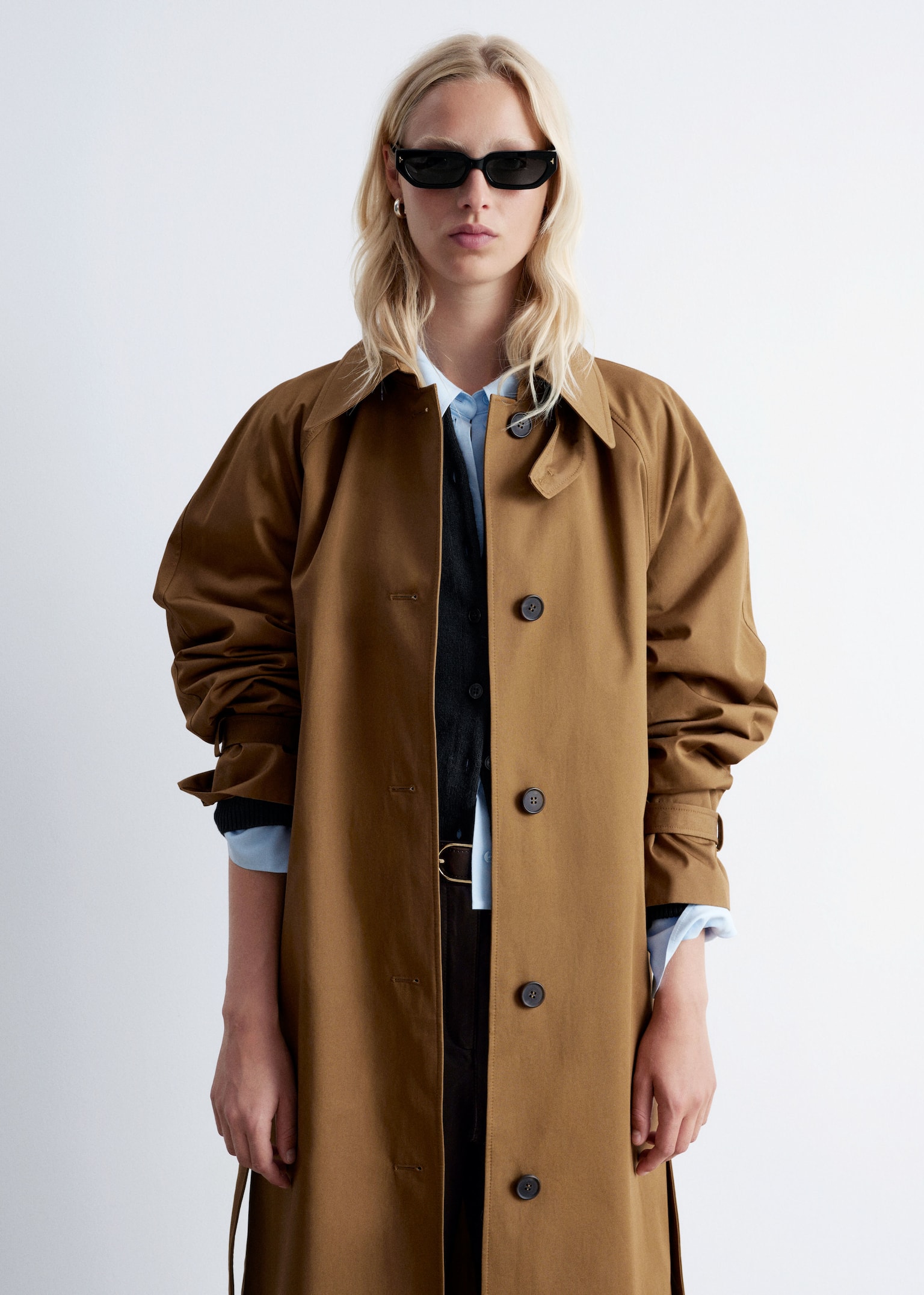 Belted Car Coat - Middels brun