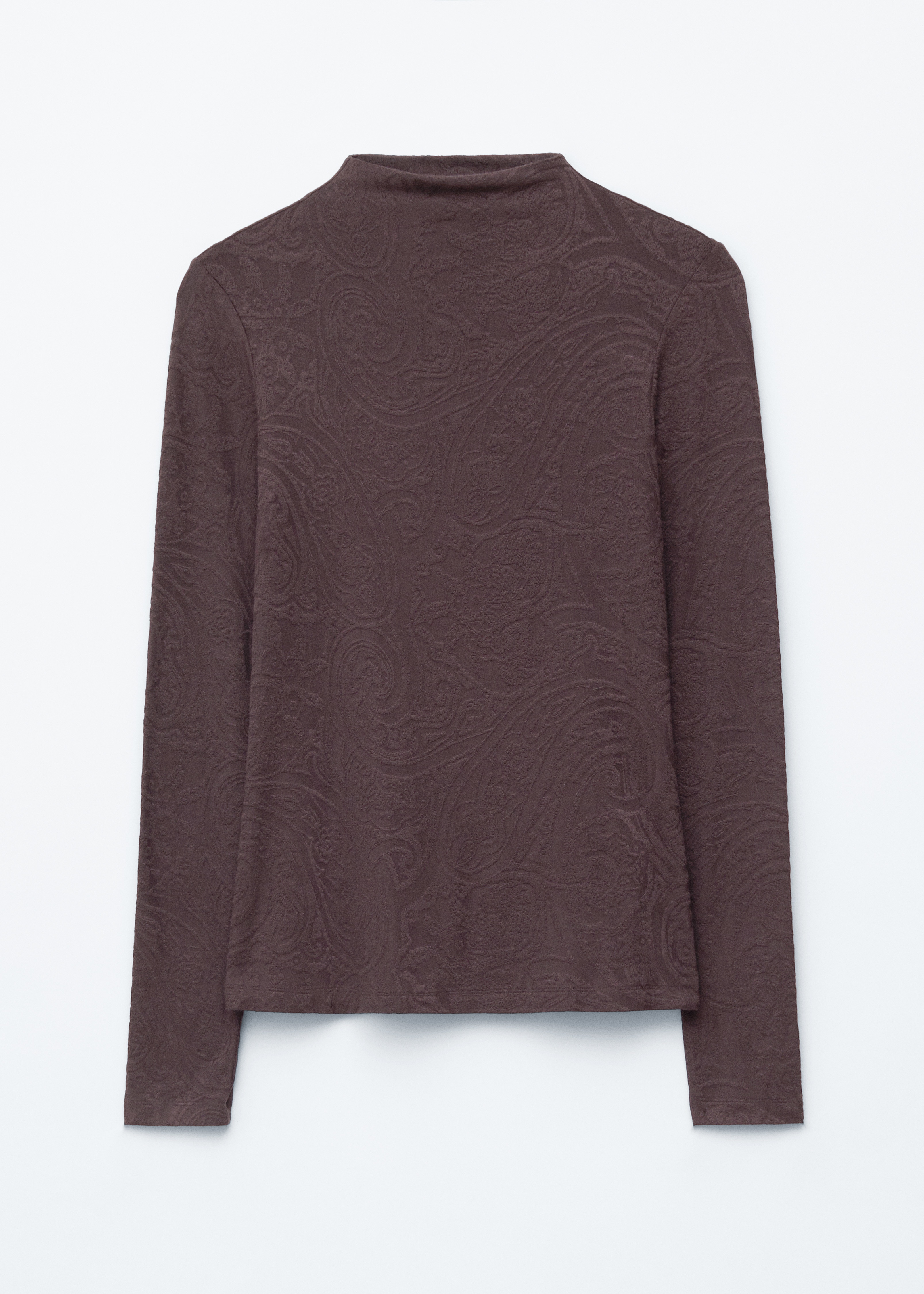 Mock-Neck Top - Tmavohnedá/Červené/Čierne pruhy/Béžové šaty s potlačou/Hnedý leopardí vzor/Čierno-hnedá kockovaná/Čierne/béžové pruhy