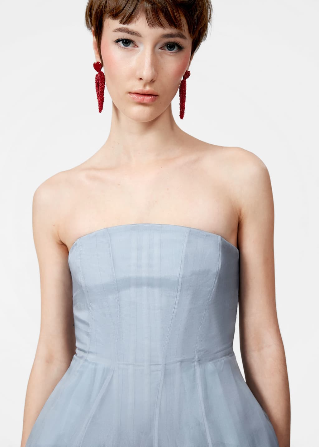 Vestido midi acampanado - Azul empolvado - Lookbook