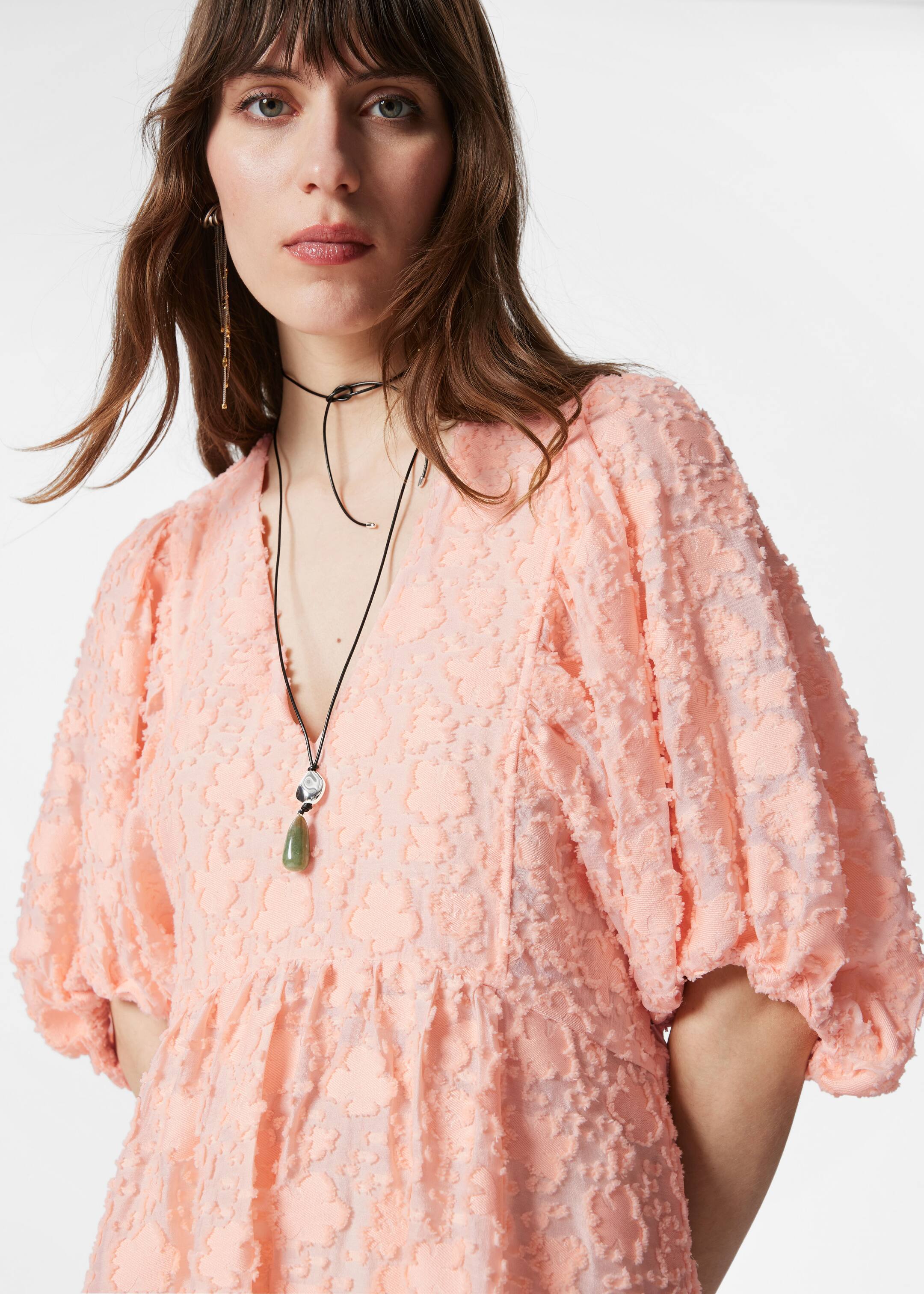 Agrandir l'image: Robe longue à manches ballon - Pêche - FEMME | H&M FR 2