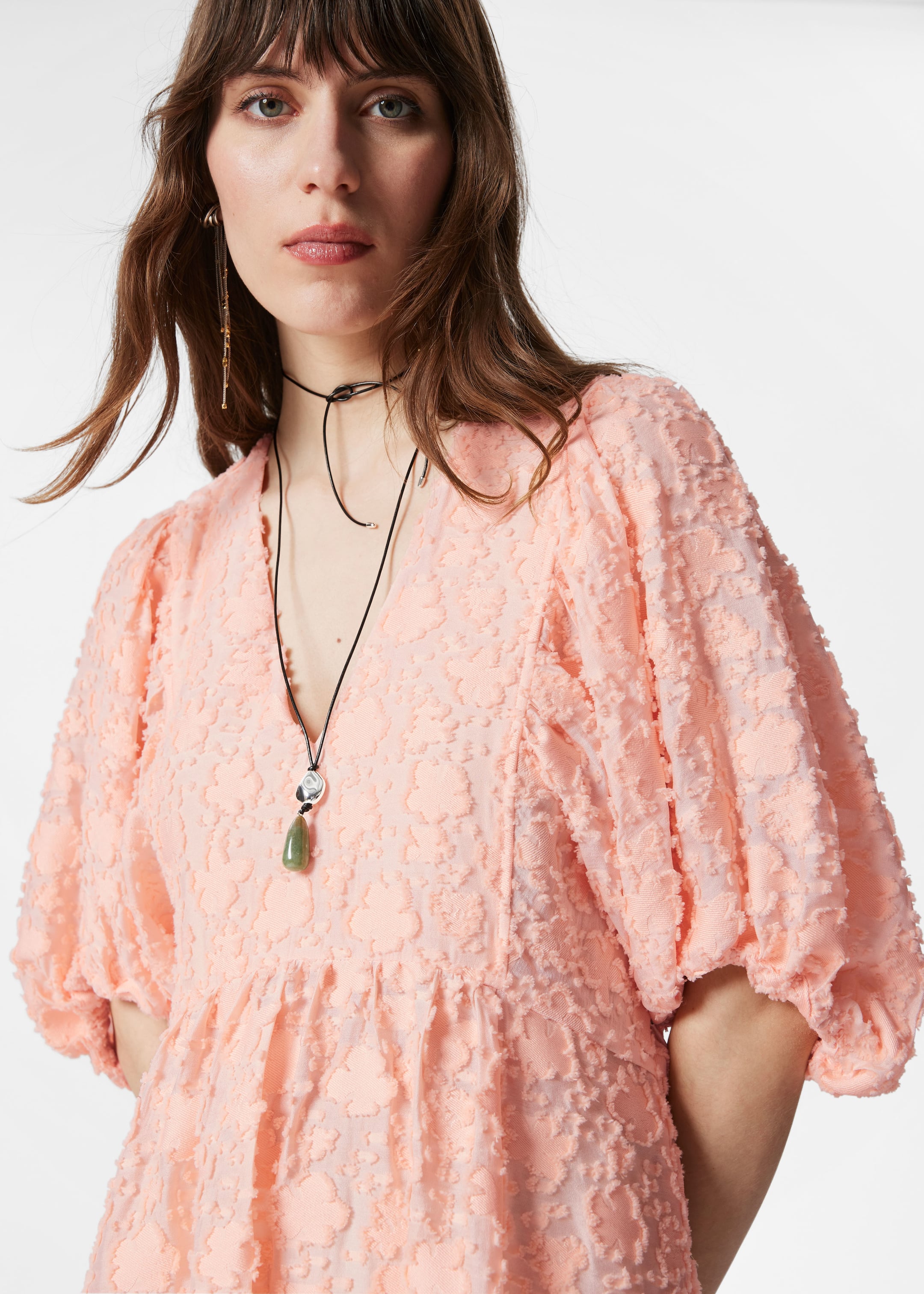 Größeres Bild anzeigen: Maxikleid mit Puffärmeln - Pfirsich - Ladies | H&M AT 2
