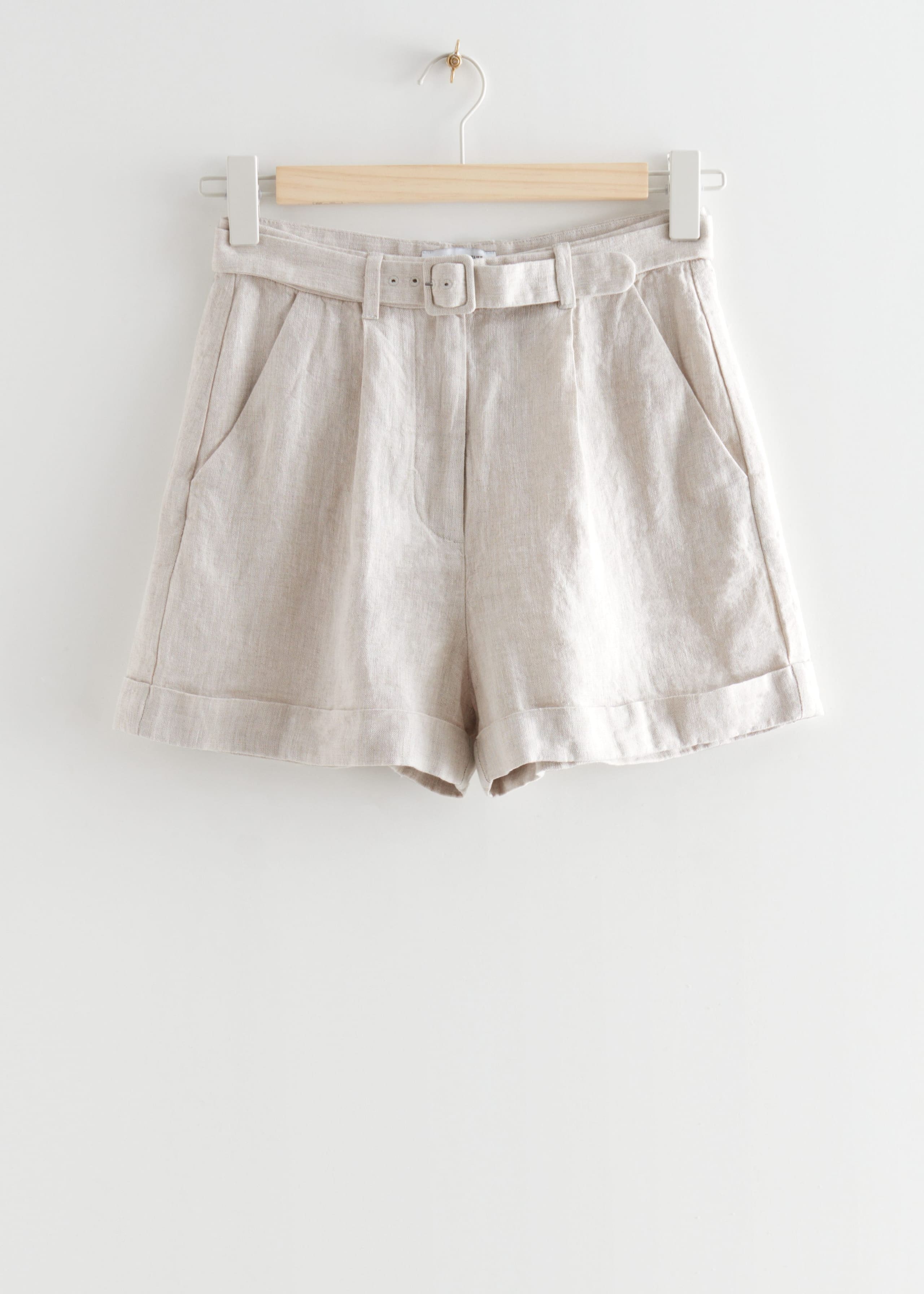 BeltedLinenShorts - Beige - Bodegón