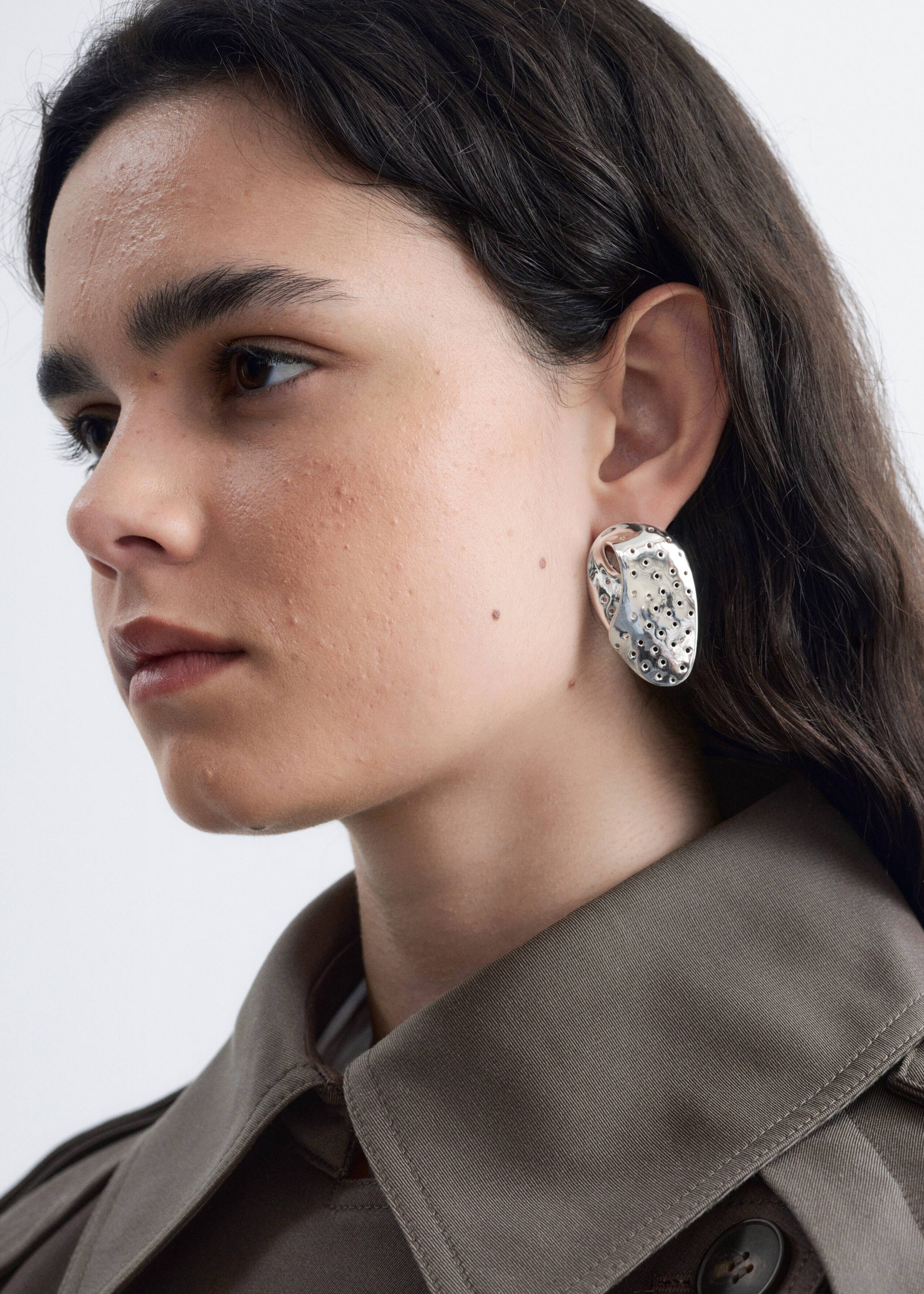 Cutout Brass Earrings - Silver - Lookbook