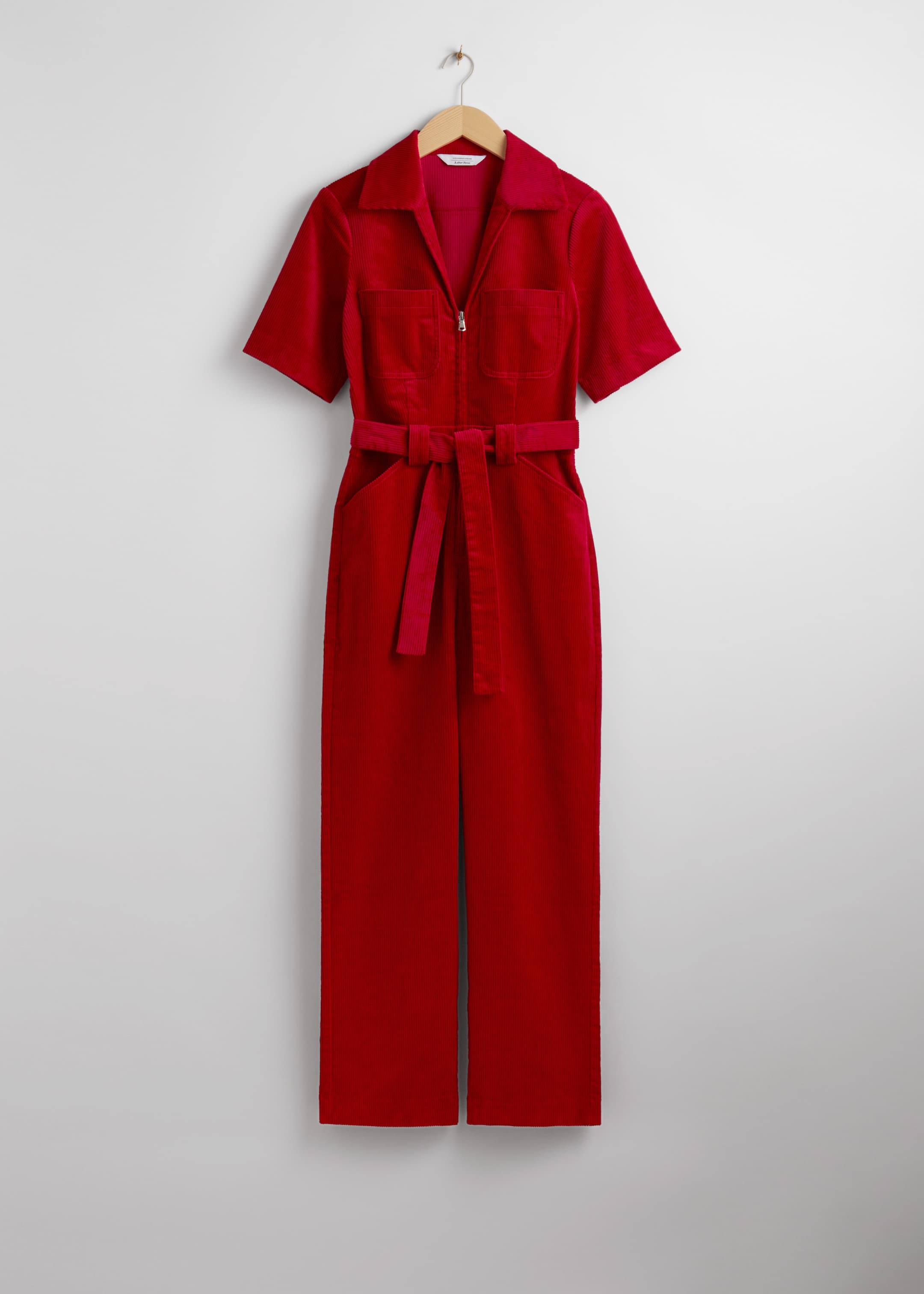 View larger image: Belted Corduroy Jumpsuit - Red - Ladies | H&M GB 1