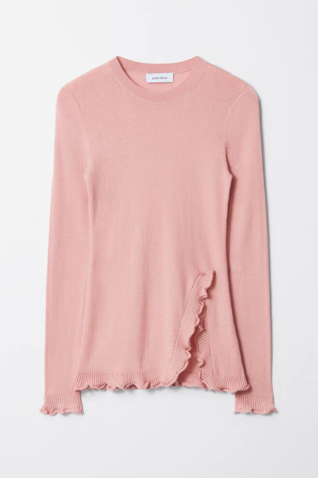 Maglia con spacco con volant - Rosa chiaro - 1