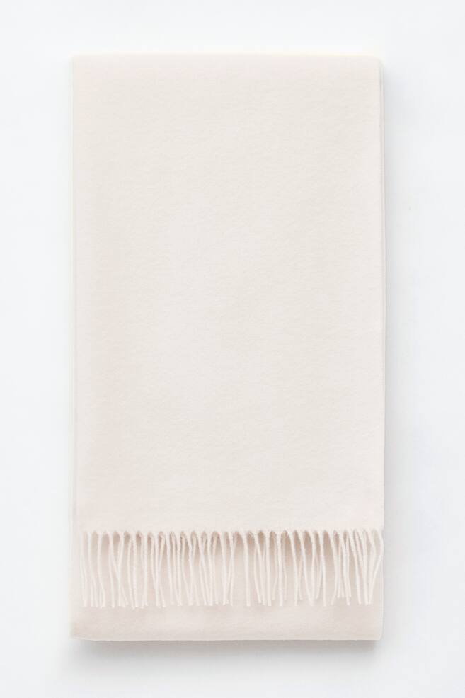 Fringed Wool Blanket Scarf - Branco/Vermelho escuro/Azul/Mogno/Cinzento - 1