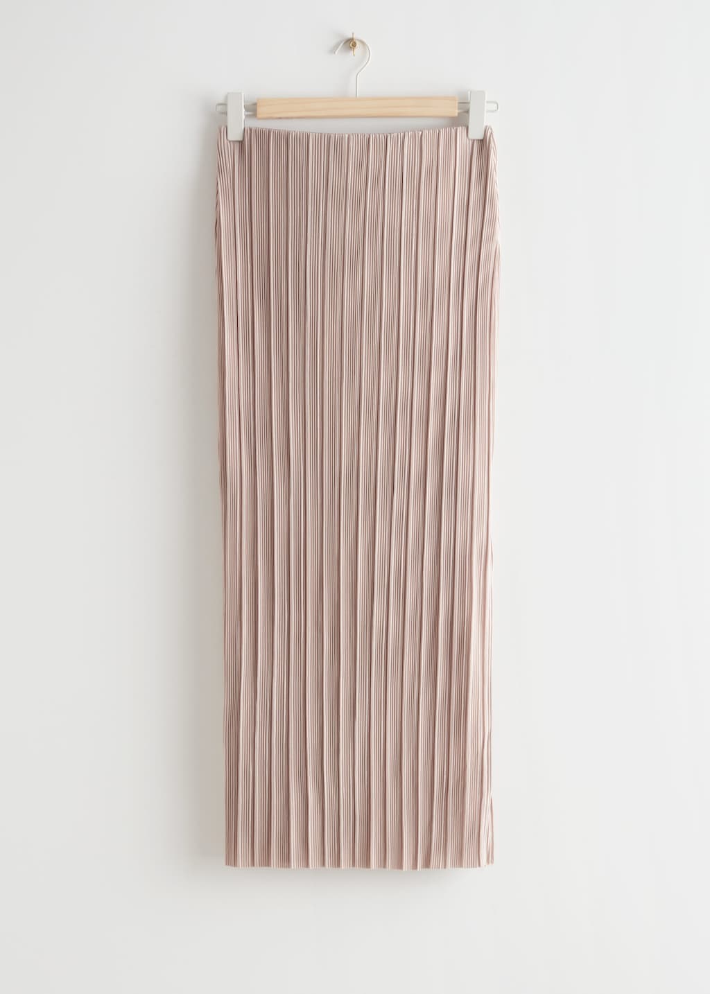 Plissé Pleated Midi Skirt - Beige - Bodegón