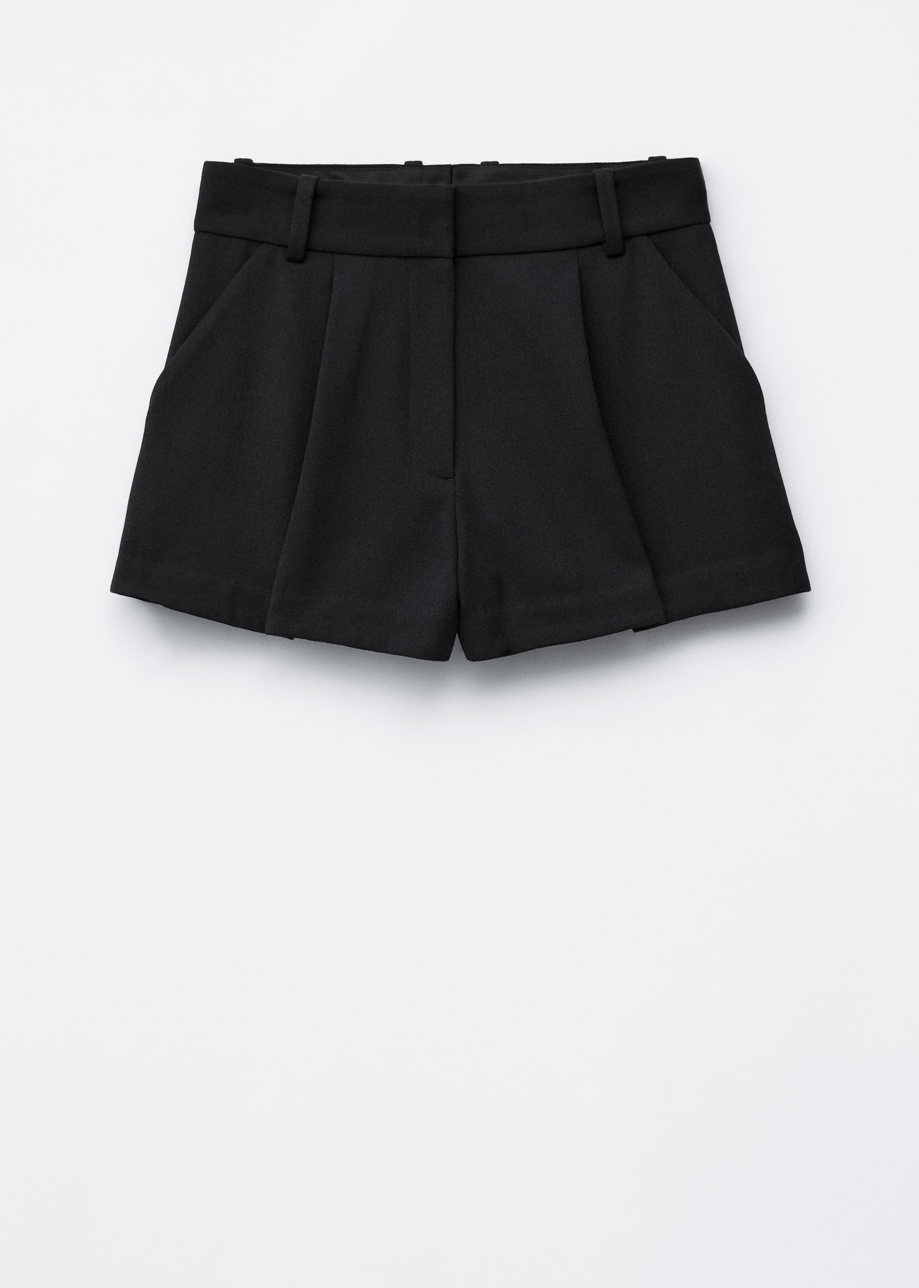 Shorts in lana con pieghe pressate - Nero/Grigio