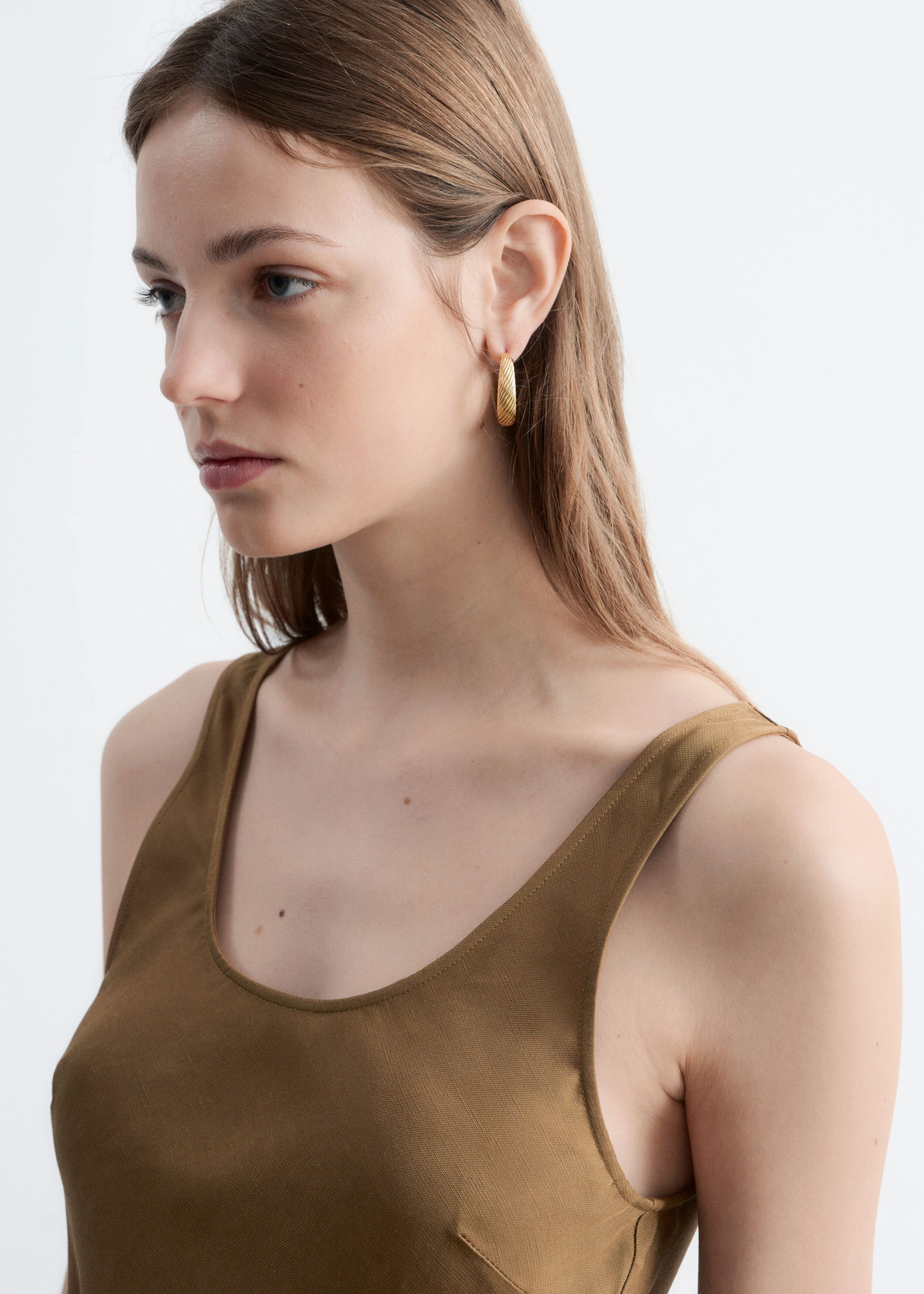 Bias-Cut Midi Dress - Brown - Lookbook