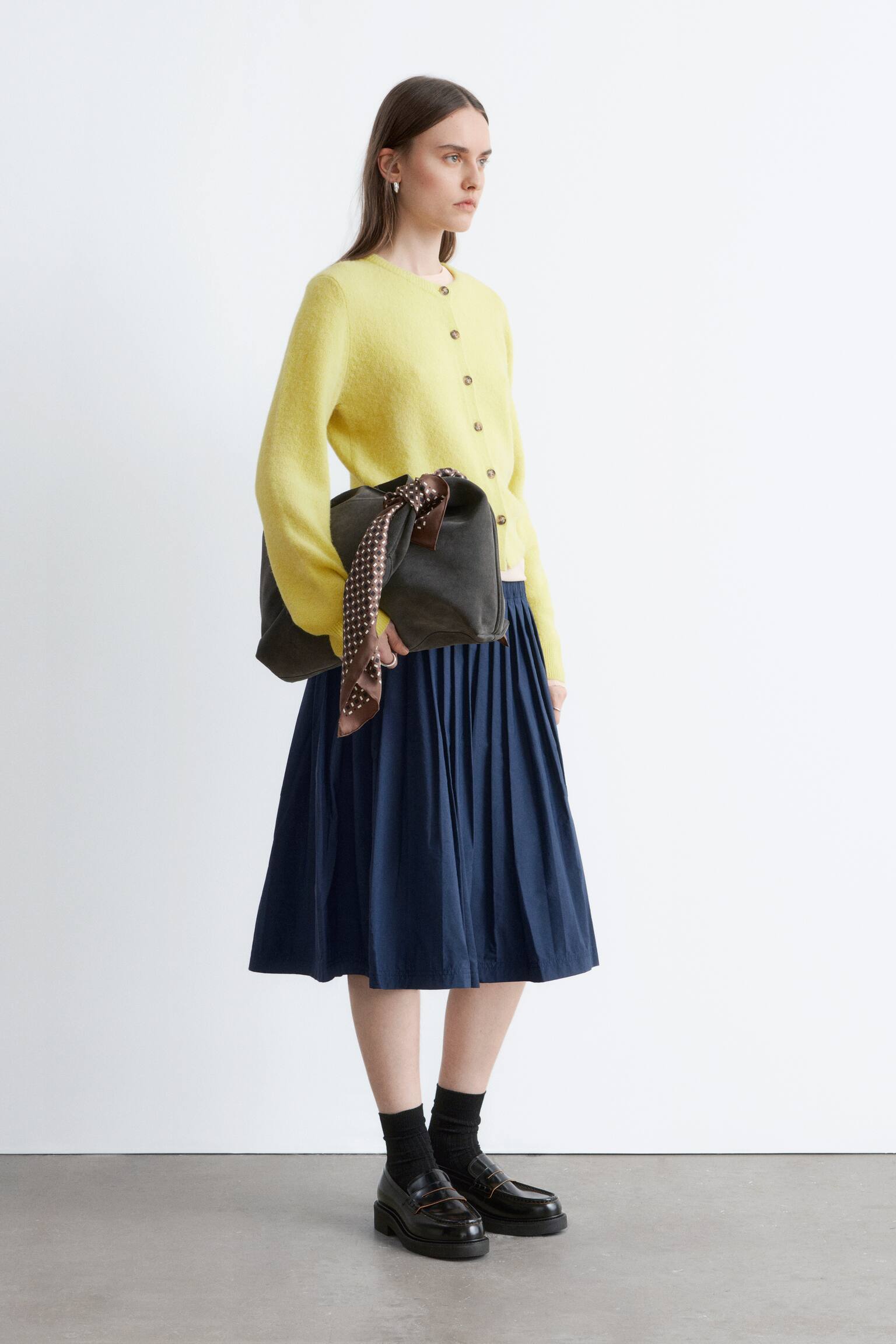 Casaco de malha de mistura de alpaca - Amarelo/Castanho escuro/Laranja - 5