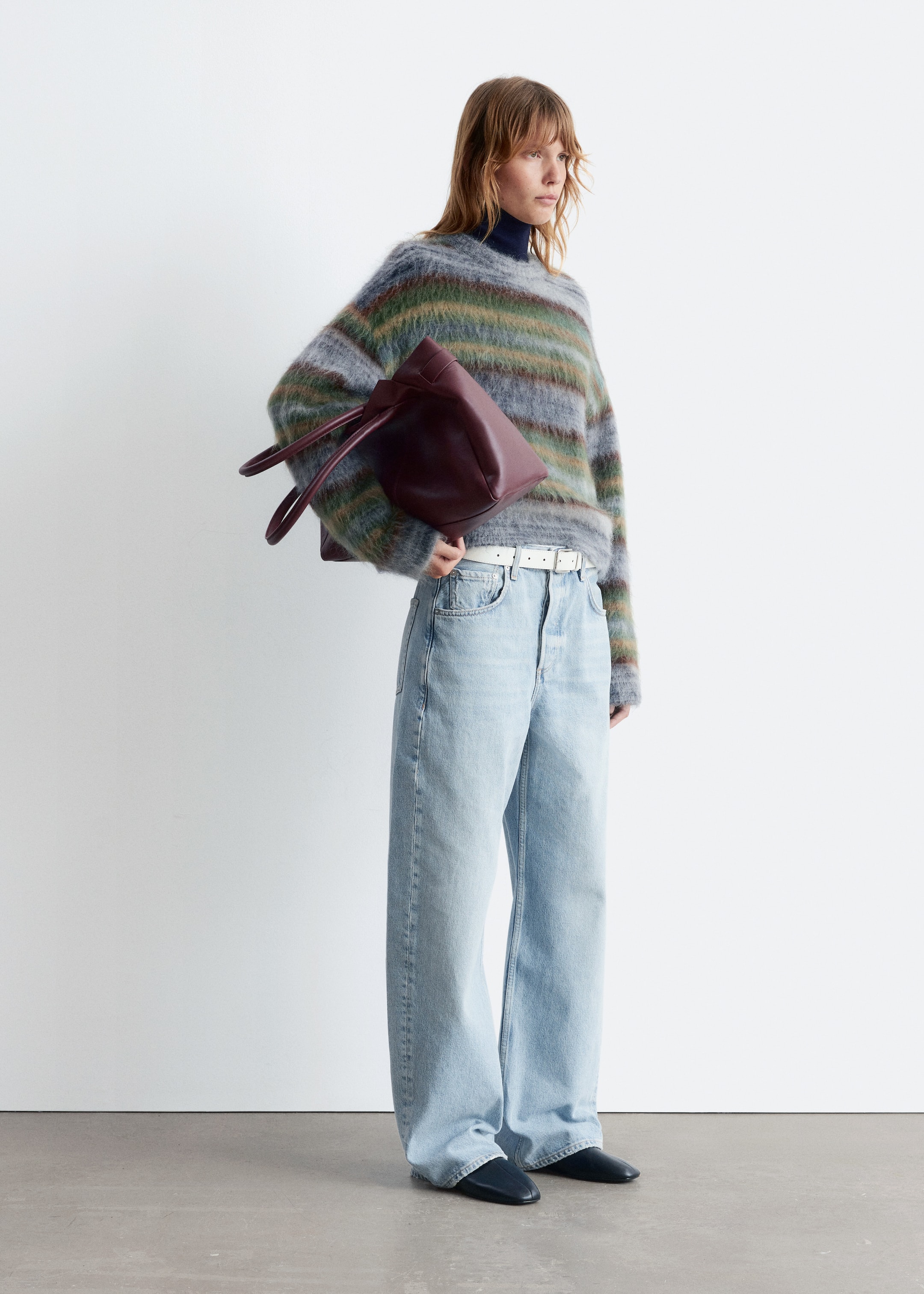 View larger image: Striped Knit Sweater - Grey/Green Stripes - Ladies | H&M GB 4