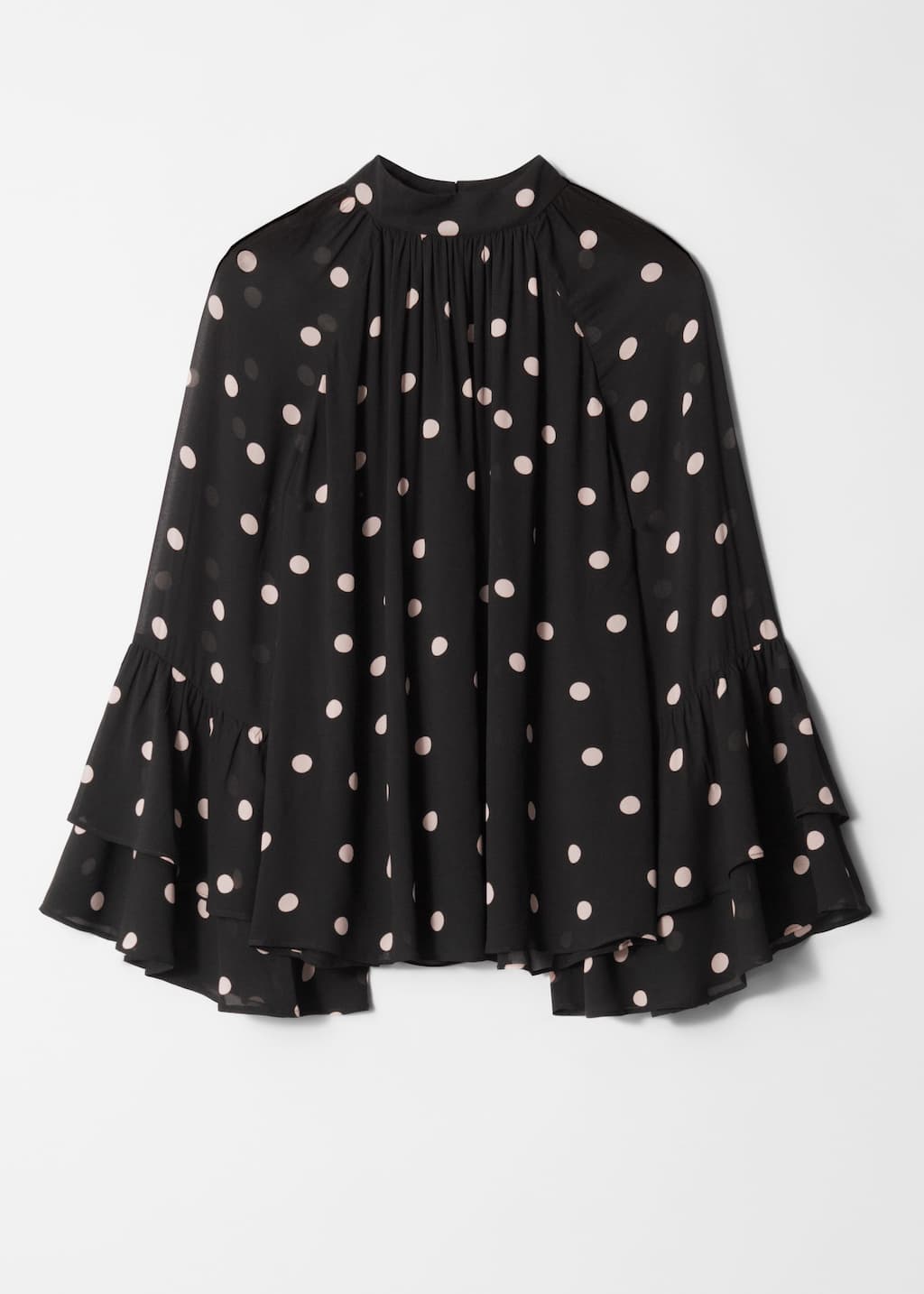 Image of Blusa con balze e colletto alla coreana