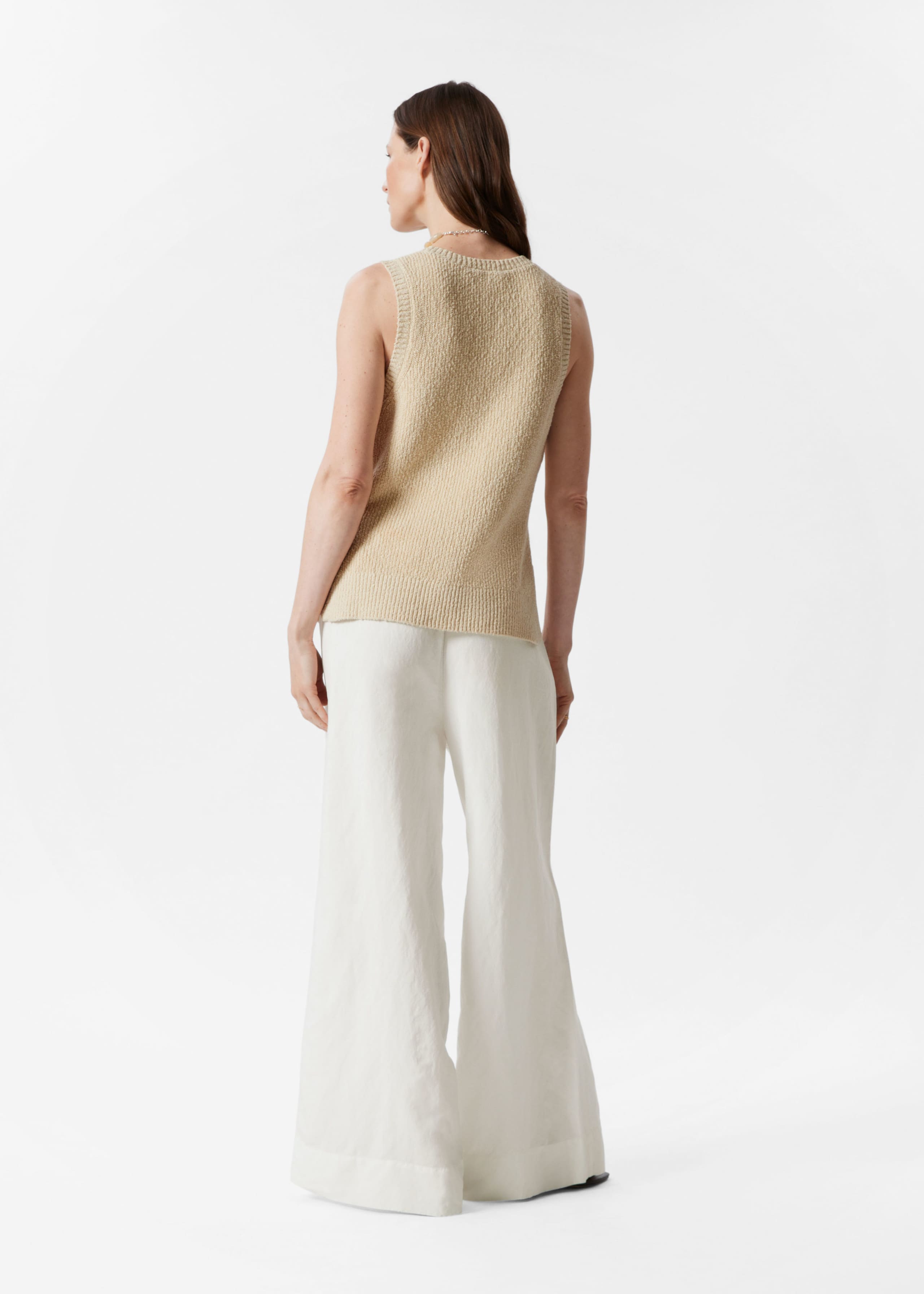 Knitted Tank Top - Beige - Lookbook