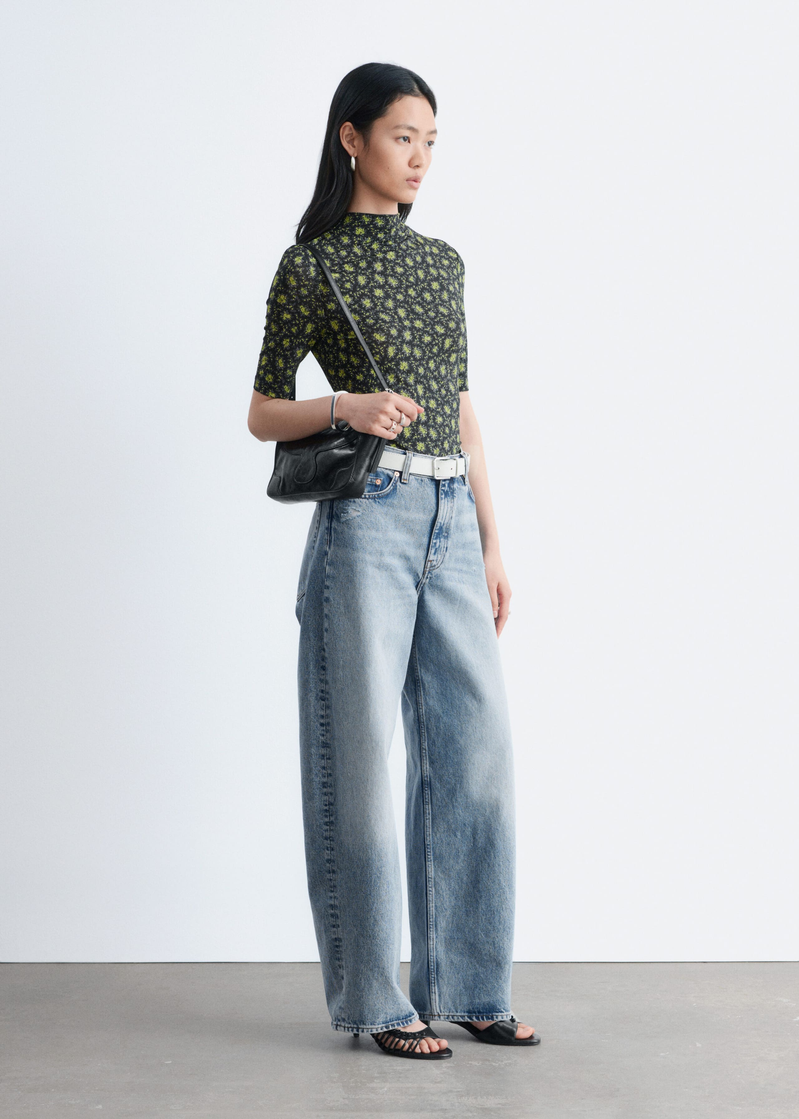 Image of Short-Sleeve Mock-Neck Top